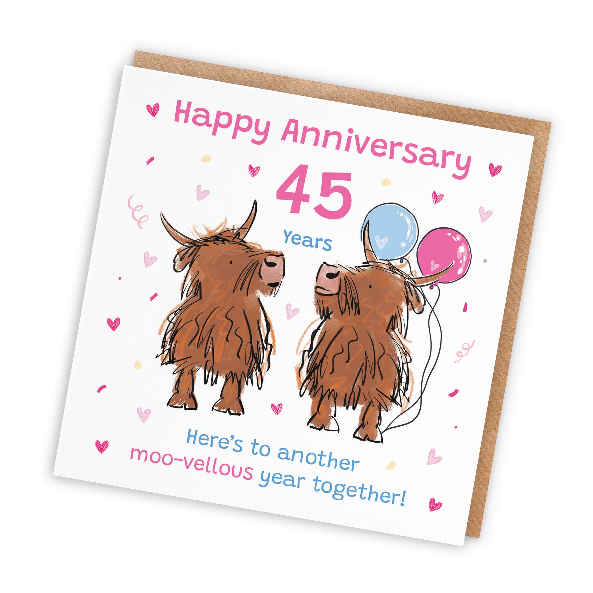 45th Anniversary Card Highland Cows Animal Party - Default Title (RM00922)