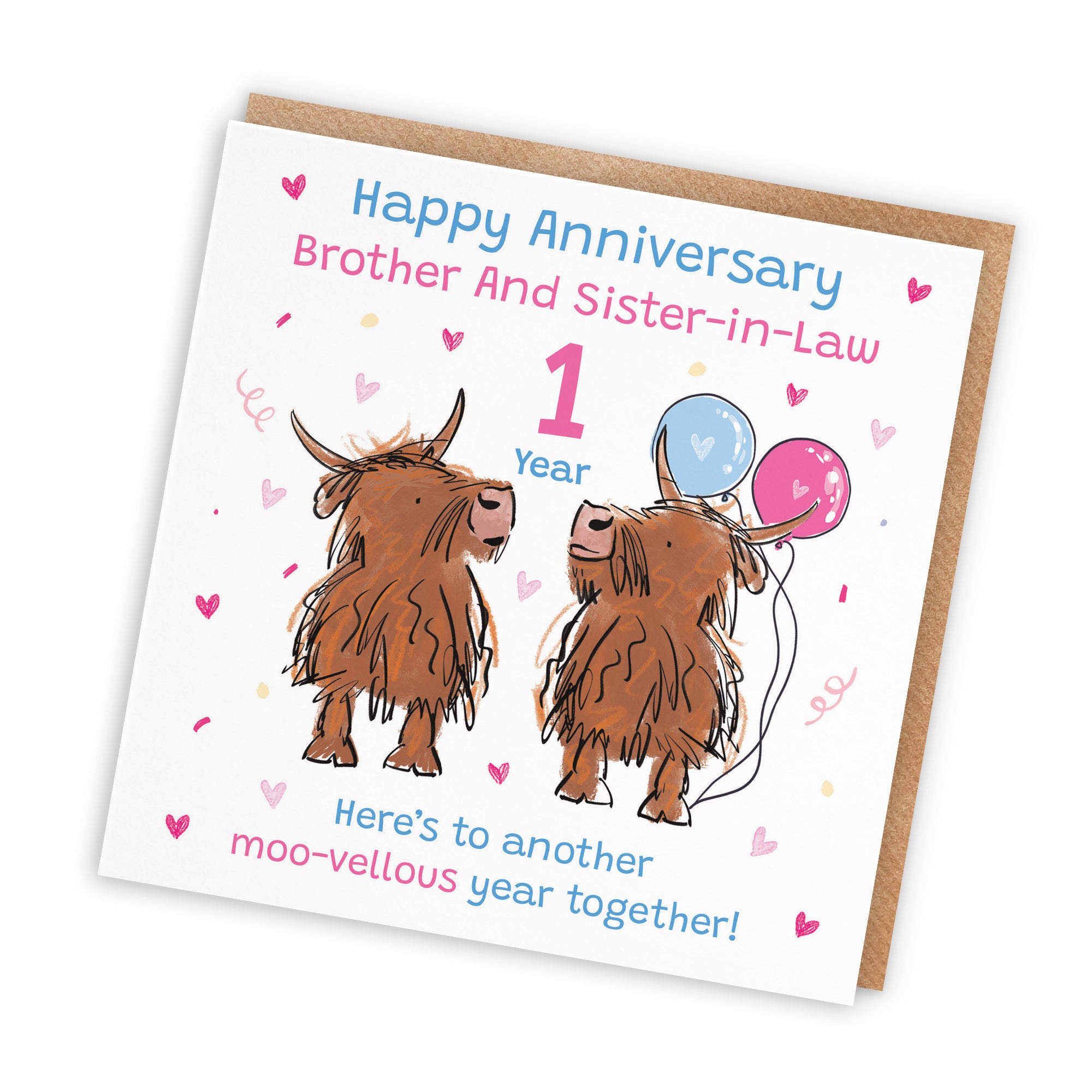 1st Brother And Sister-in-Law Anniversary Card Highland Cows Animal Party - Default Title (RM00925)