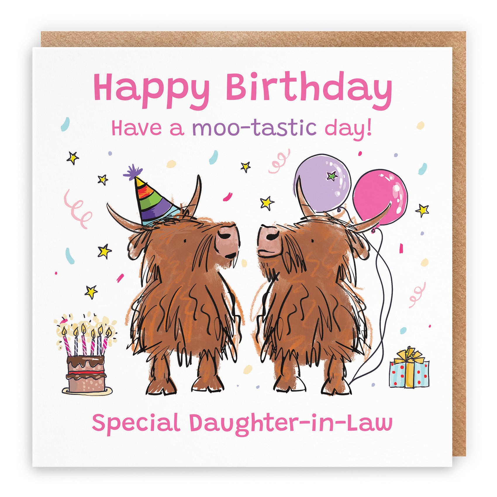 Daughter-in-Law Birthday Card Highland Cows Animal Party - Default Title (RM00928)