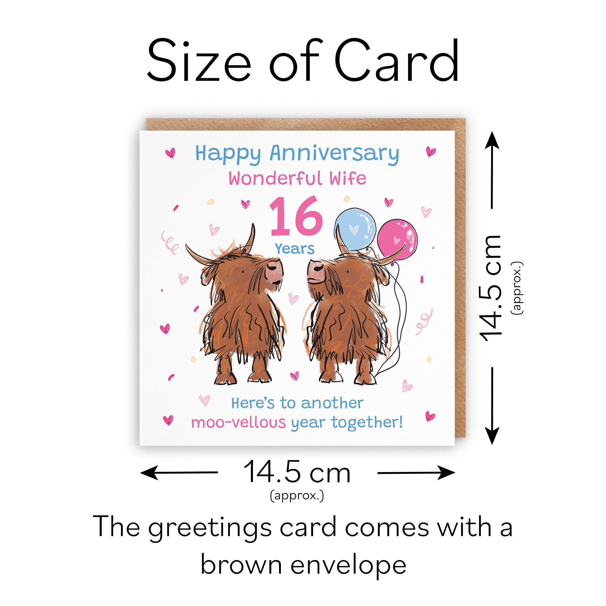 16th Wife Anniversary Card Highland Cows Animal Party - Default Title (RM00931)