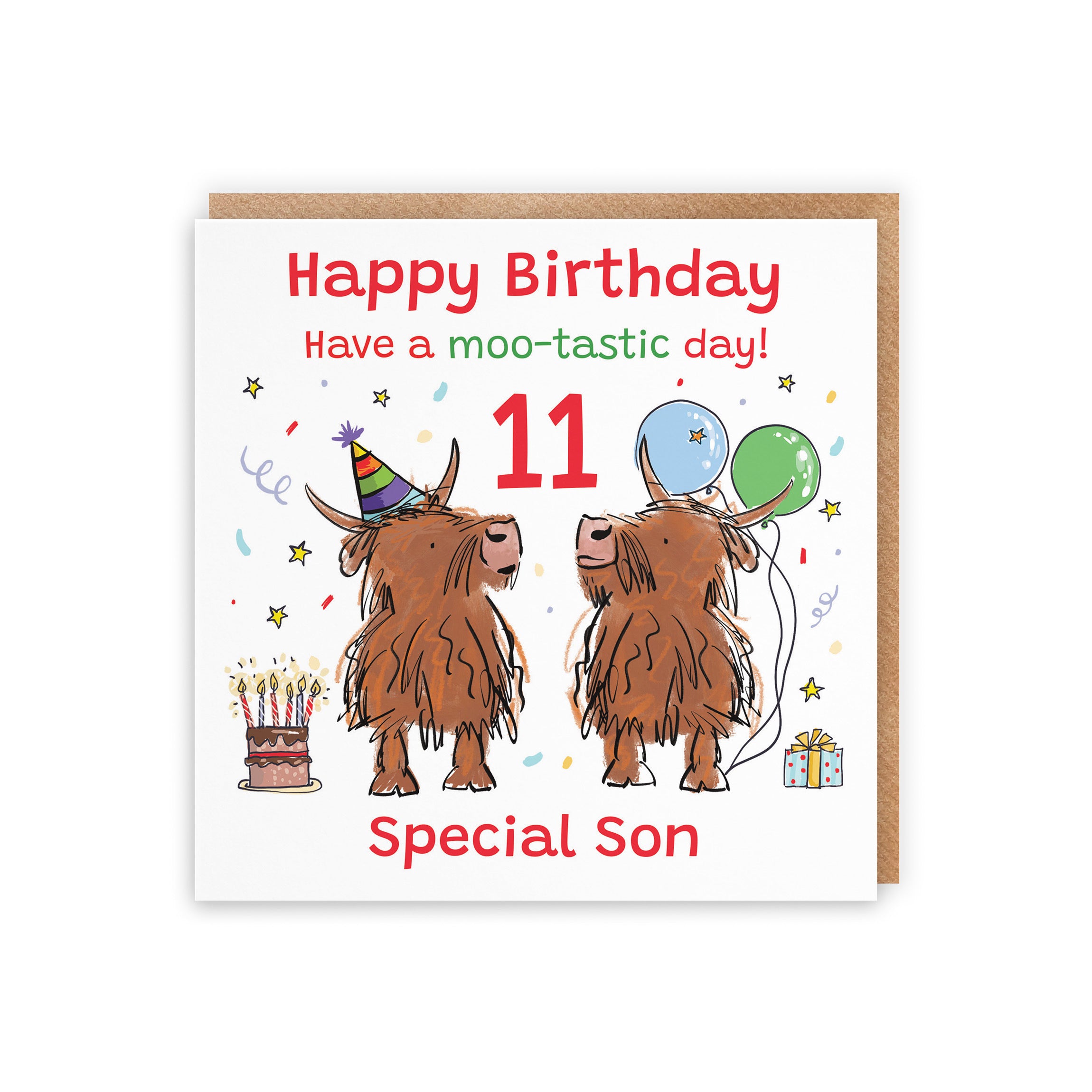 11th Son Birthday Card Highland Cows Animal Party - Default Title (RM00932)