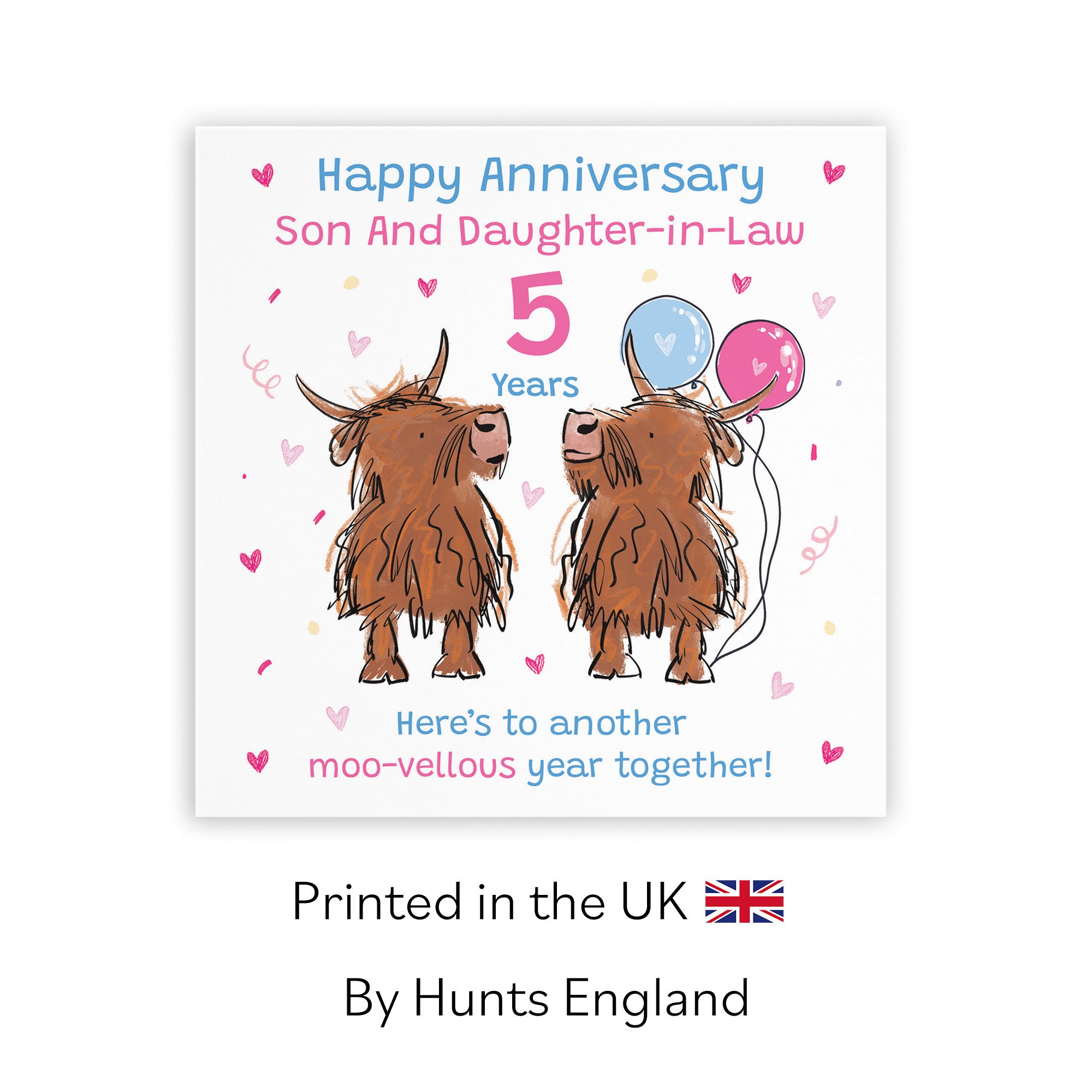 5th Son And Daughter-in-Law Anniversary Card Highland Cows Animal Party - Default Title (RM00934)