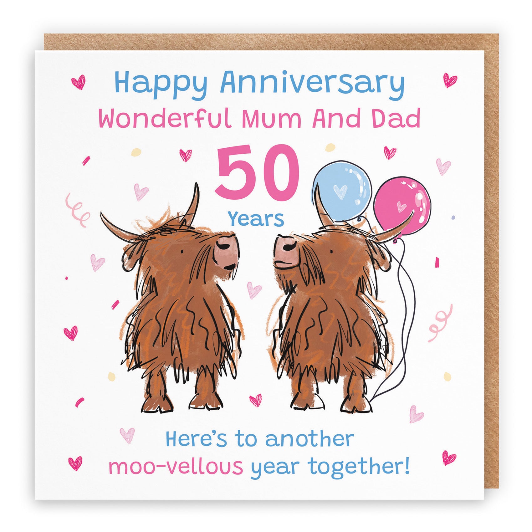 50th Mum And Dad Anniversary Card Highland Cows Animal Party - Default Title (RM00935)