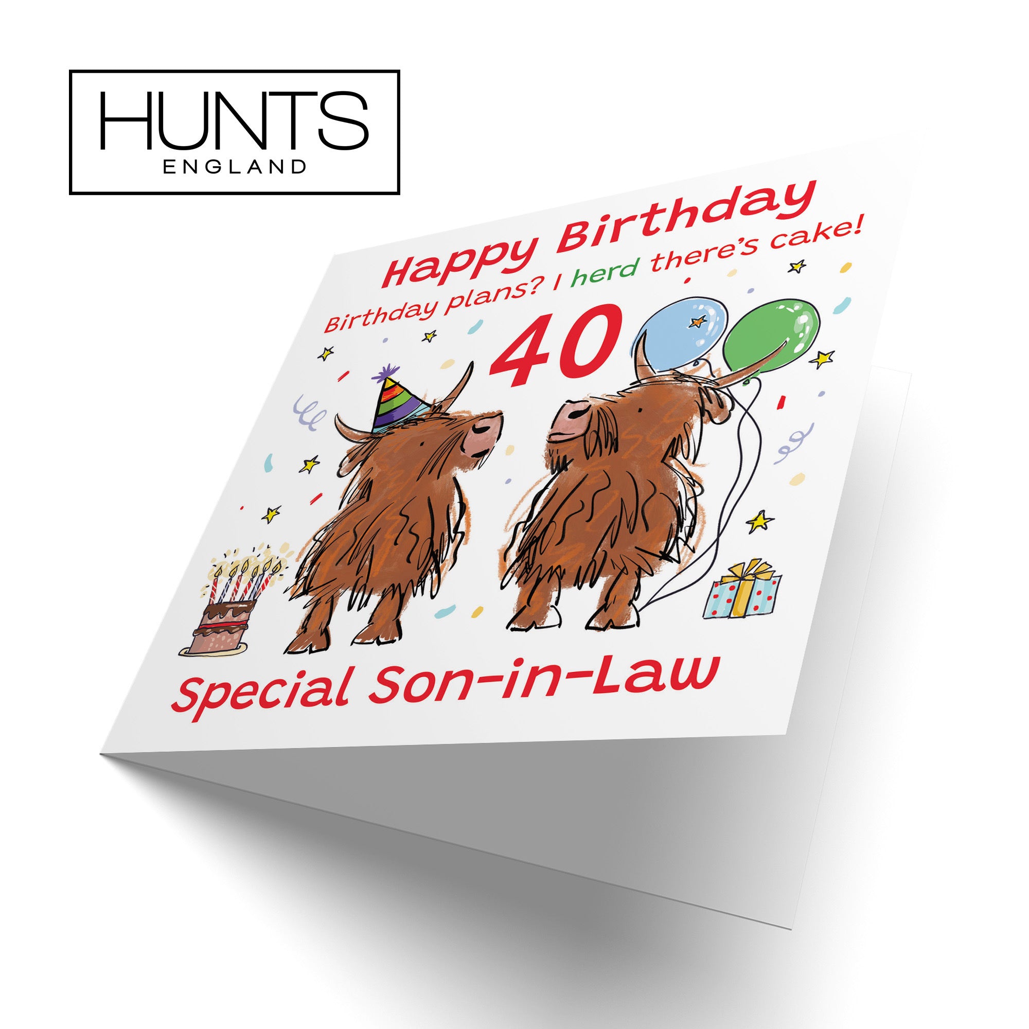40th Son-in-Law Birthday Card Highland Cows Animal Party - Default Title (RM00936)