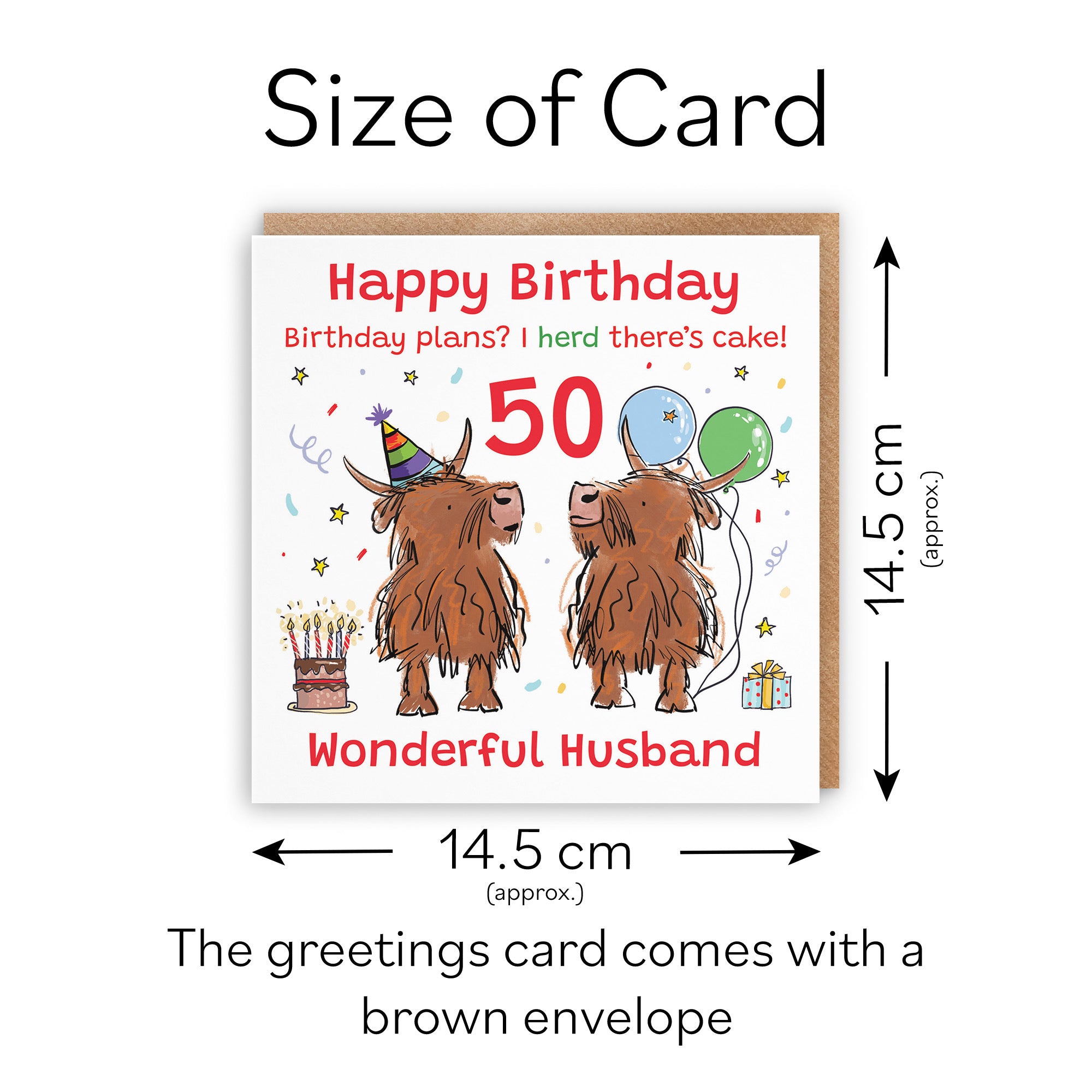 50th Husband Birthday Card Highland Cows Animal Party - Default Title (RM00937)