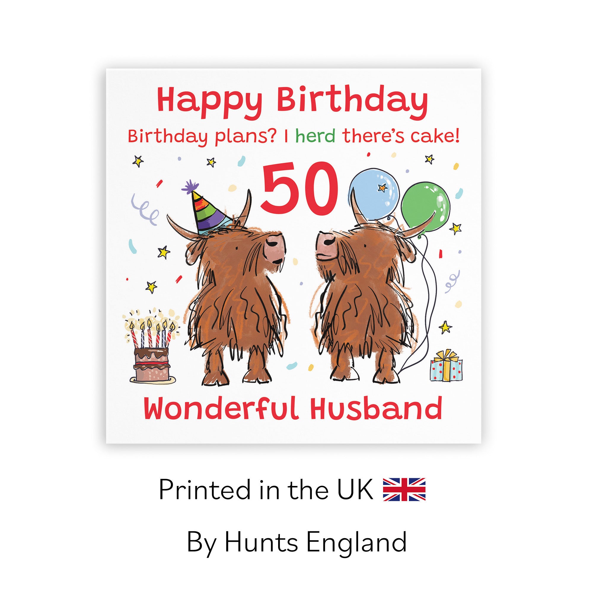 50th Husband Birthday Card Highland Cows Animal Party - Default Title (RM00937)