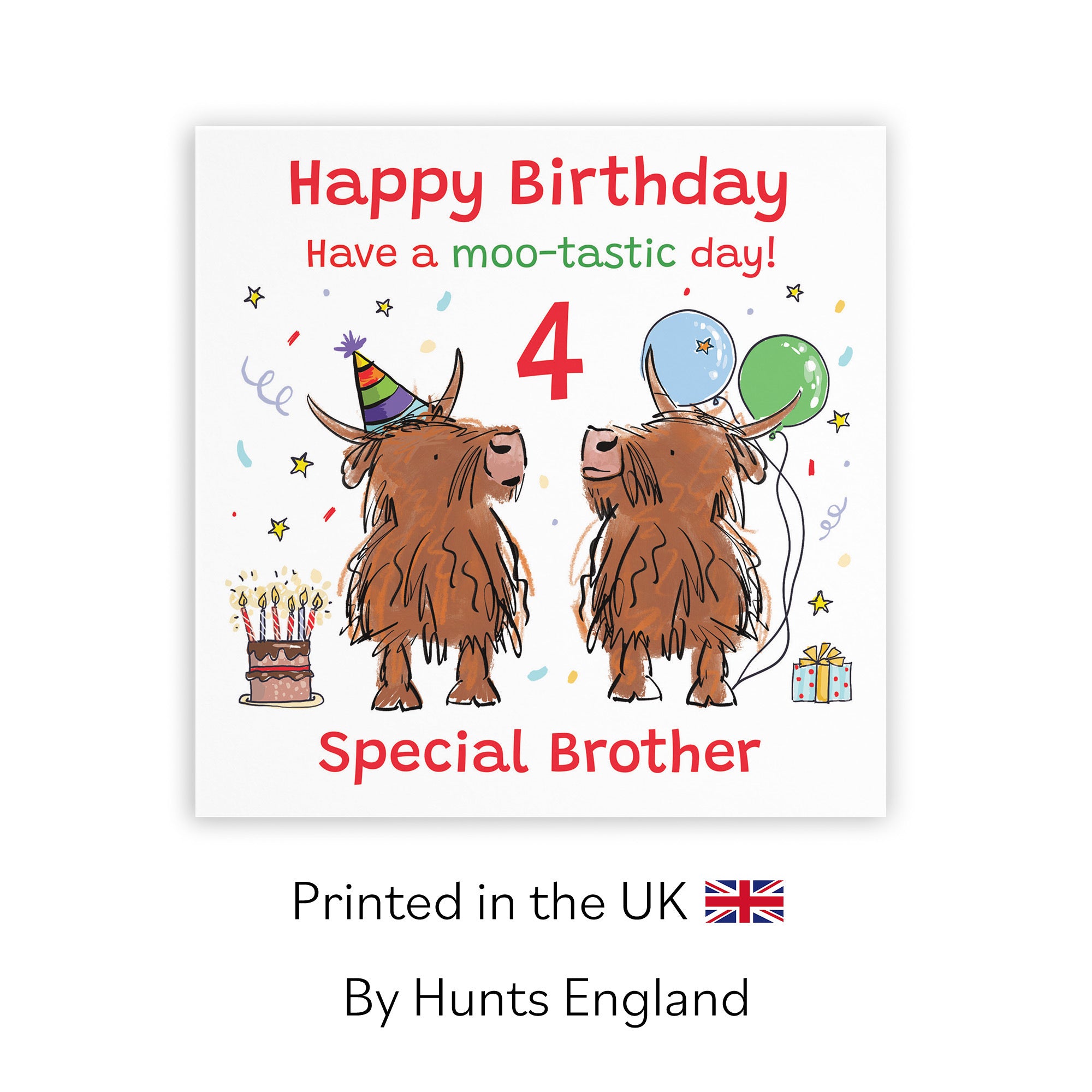 4th Brother Birthday Card Highland Cows Animal Party - Default Title (RM00942)