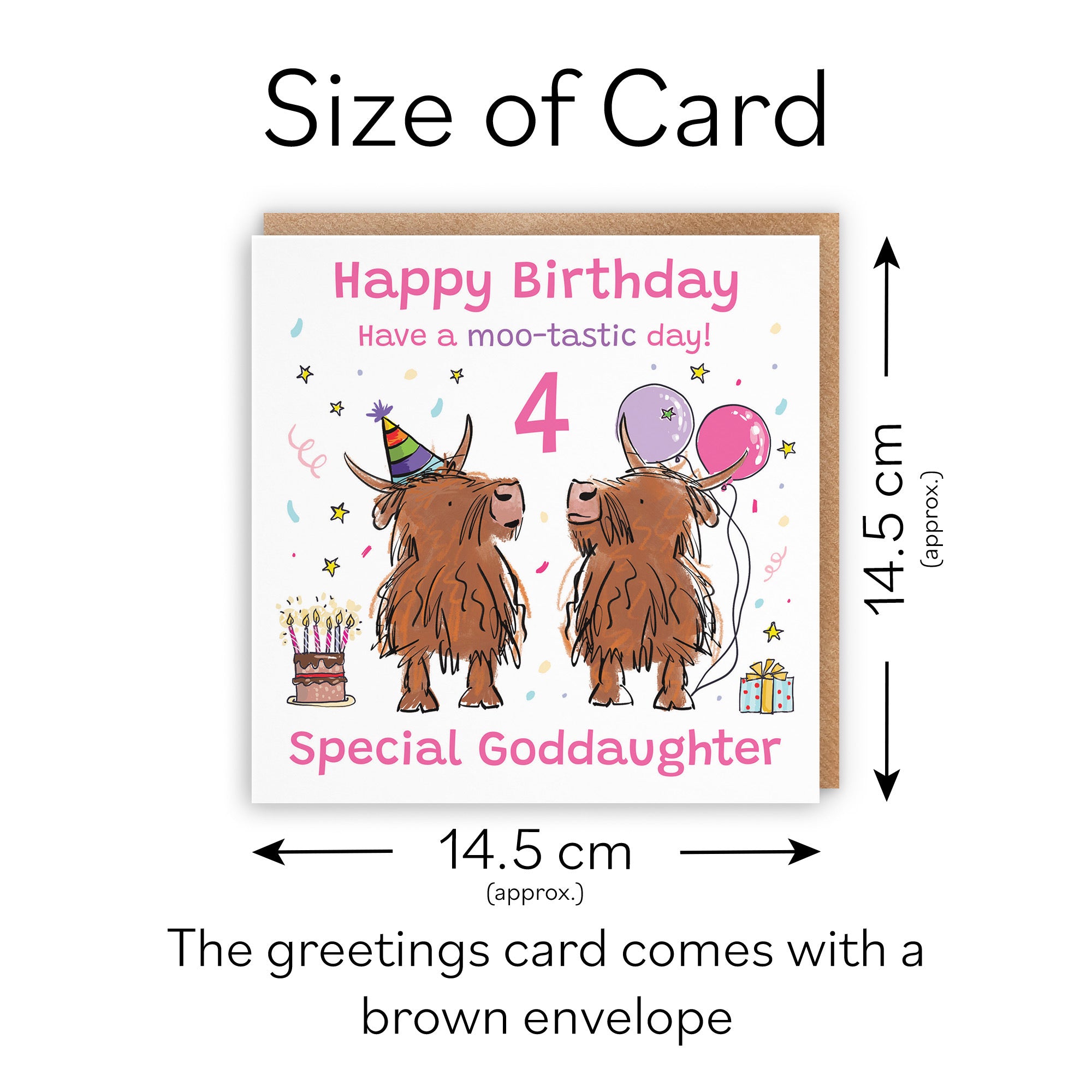 4th Goddaughter Birthday Card Highland Cows Animal Party - Default Title (RM00943)