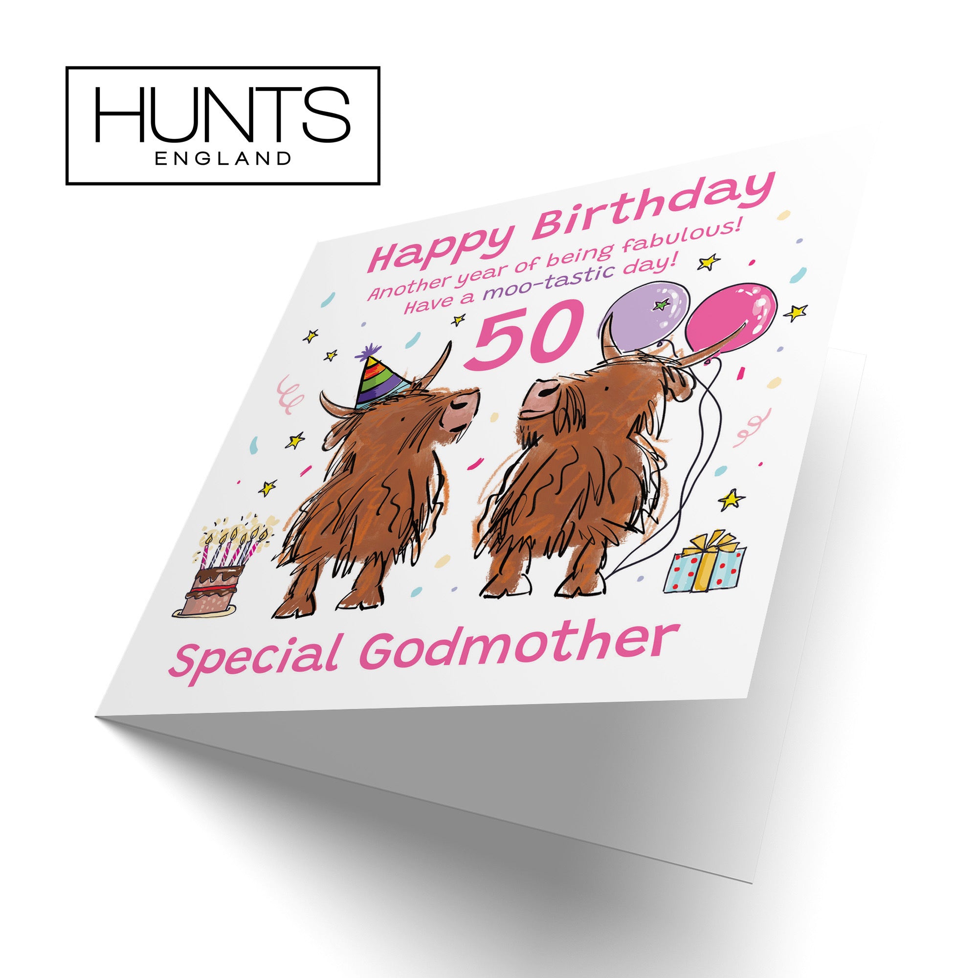 50th Godmother Birthday Card Highland Cows Animal Party - Default Title (RM00945)