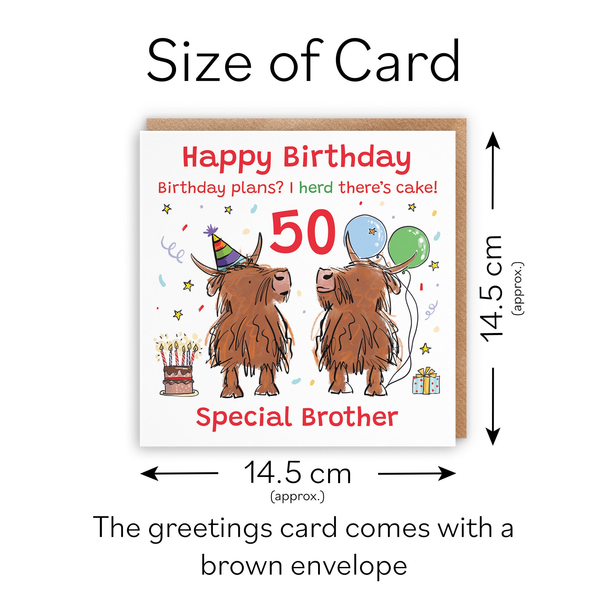 50th Brother Birthday Card Highland Cows Animal Party - Default Title (RM00947)