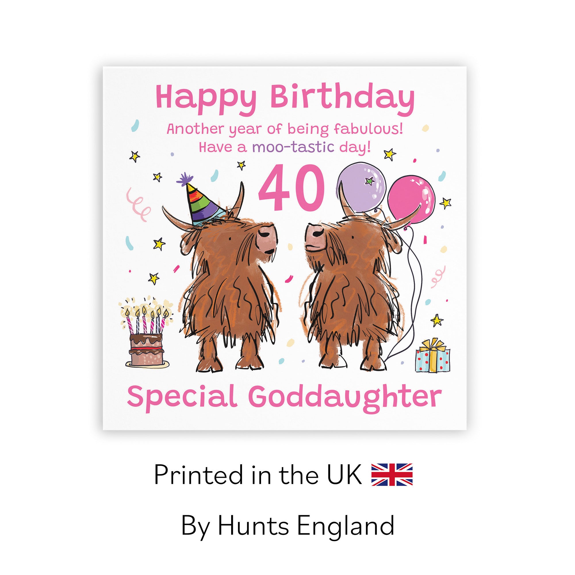 40th Goddaughter Birthday Card Highland Cows Animal Party - Default Title (RM00951)