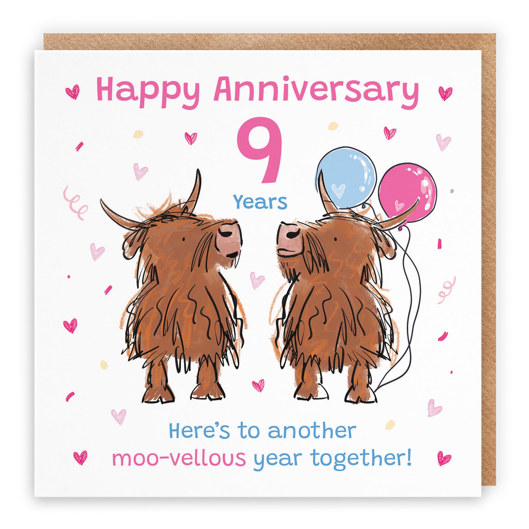 9th Anniversary Card Highland Cows Animal Party - Default Title (RM00953)