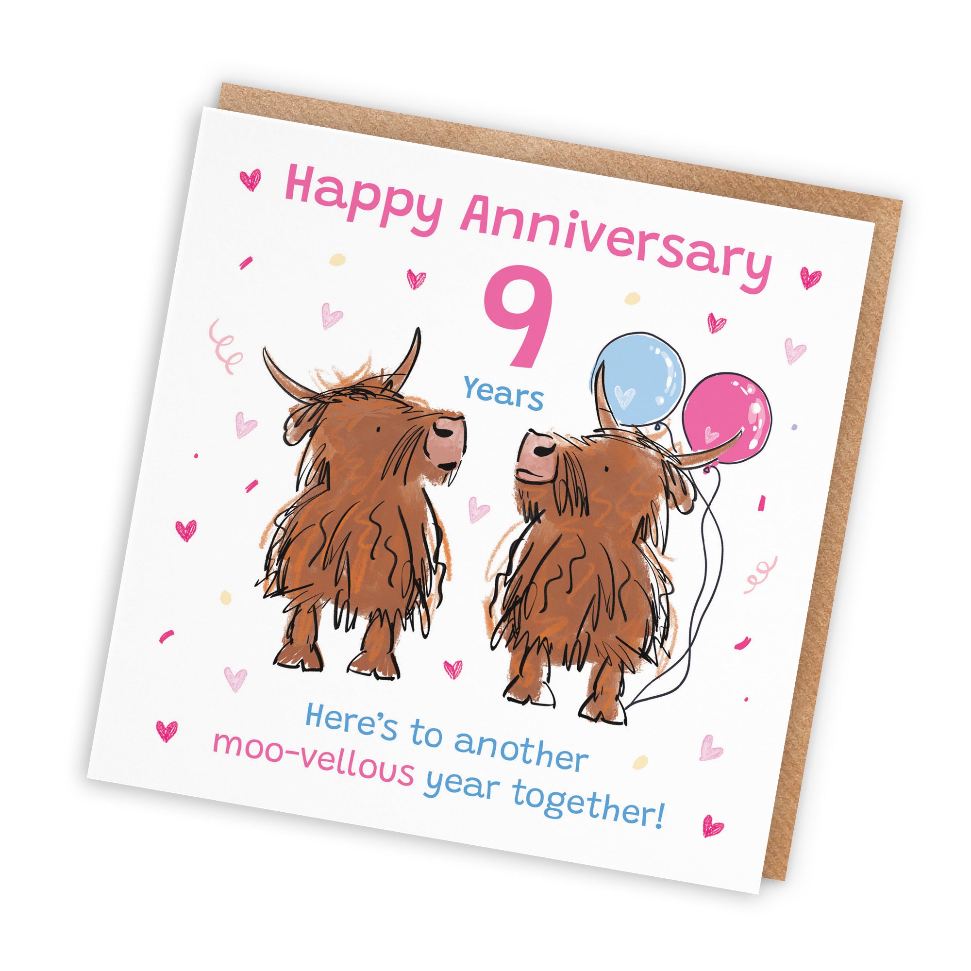 9th Anniversary Card Highland Cows Animal Party - Default Title (RM00953)