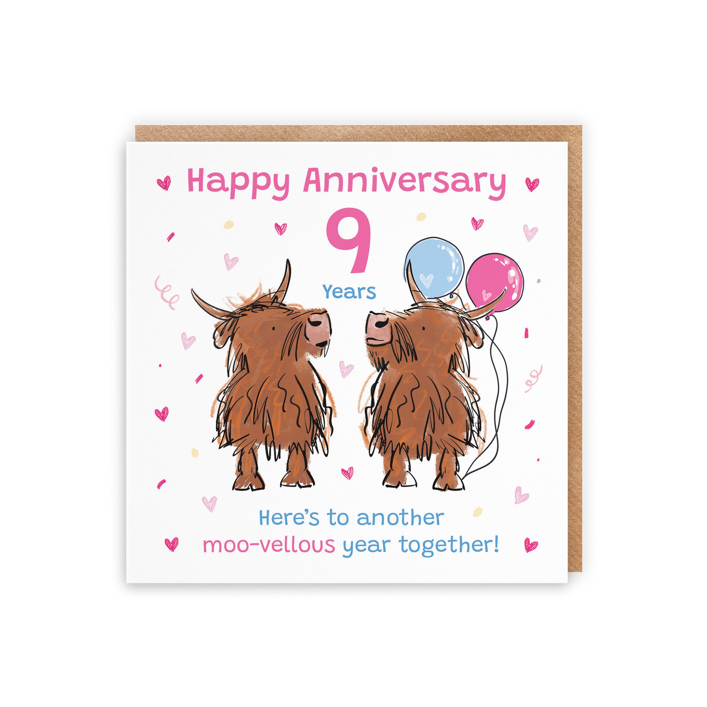 9th Anniversary Card Highland Cows Animal Party - Default Title (RM00953)
