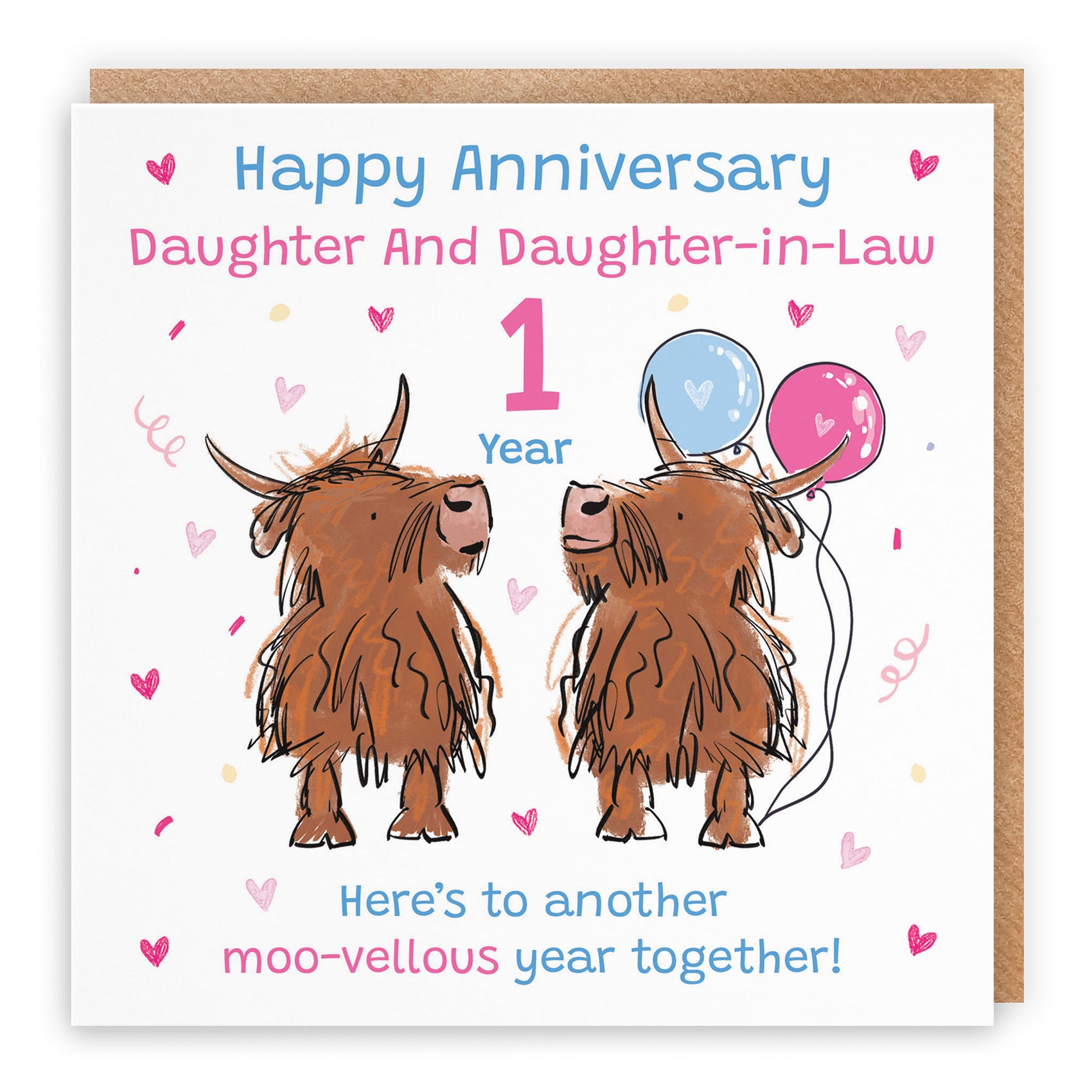 1st Daughter And Daughter-in-Law Anniversary Card Highland Cows Animal Party - Default Title (RM00954)