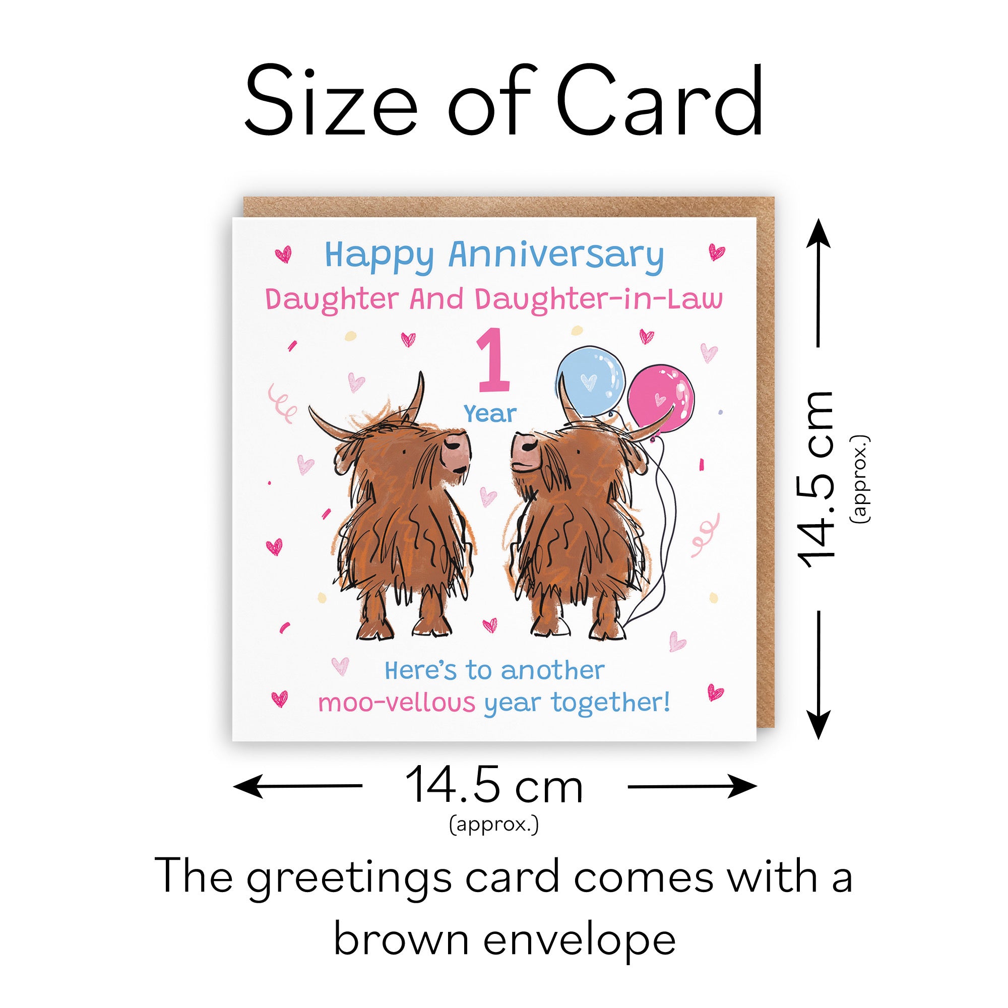 1st Daughter And Daughter-in-Law Anniversary Card Highland Cows Animal Party - Default Title (RM00954)