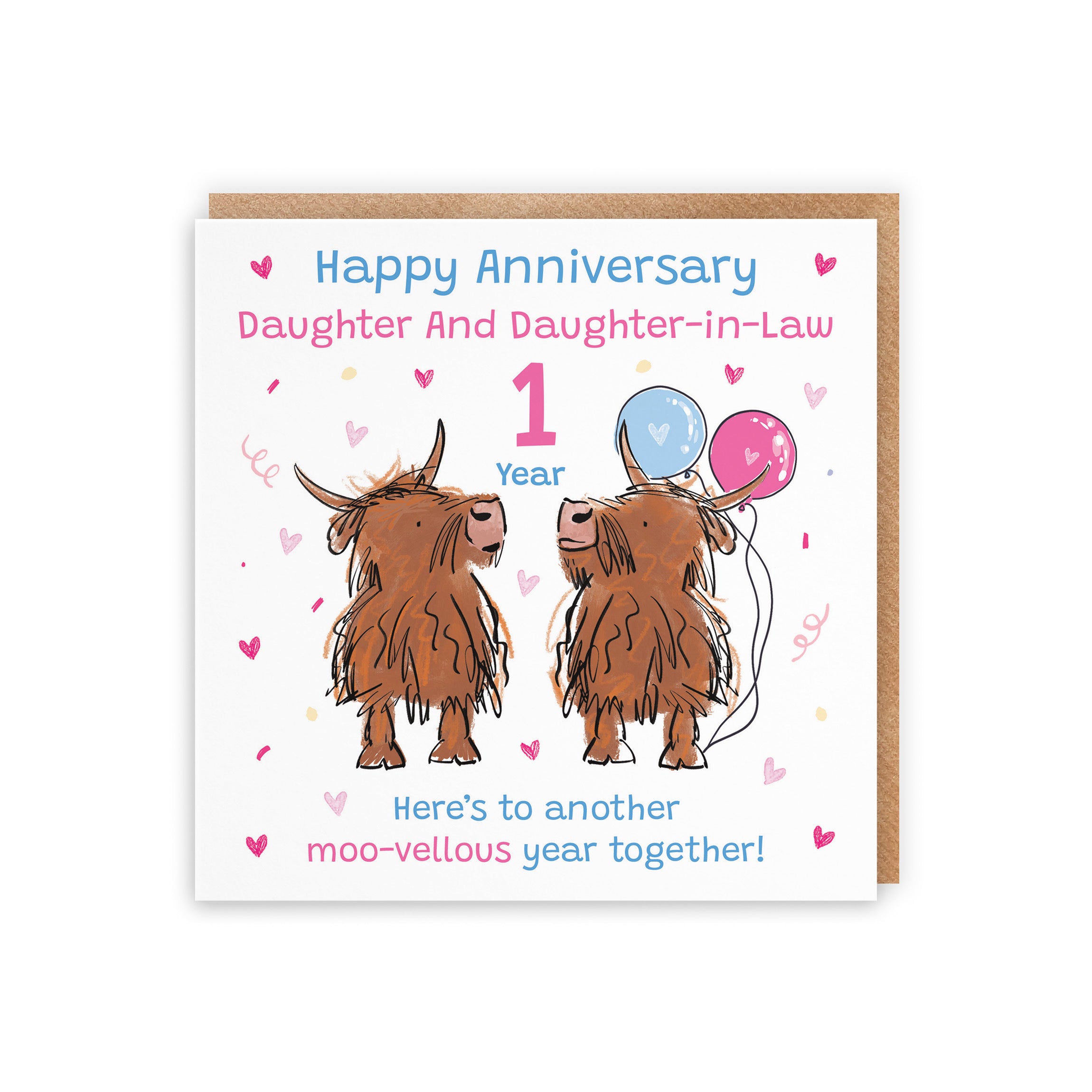 1st Daughter And Daughter-in-Law Anniversary Card Highland Cows Animal Party - Default Title (RM00954)