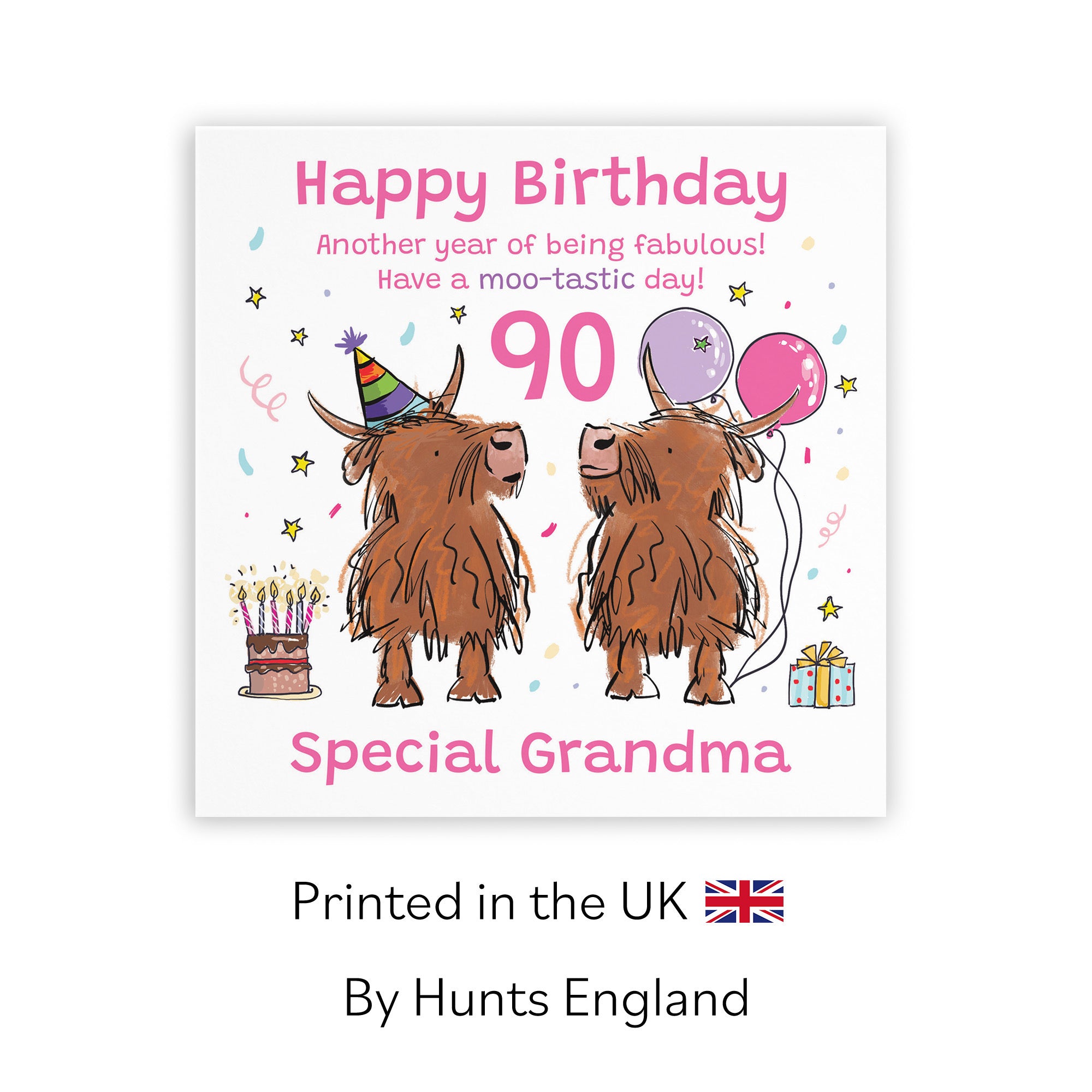90th Grandma Birthday Card Highland Cows Animal Party - Default Title (RM00957)