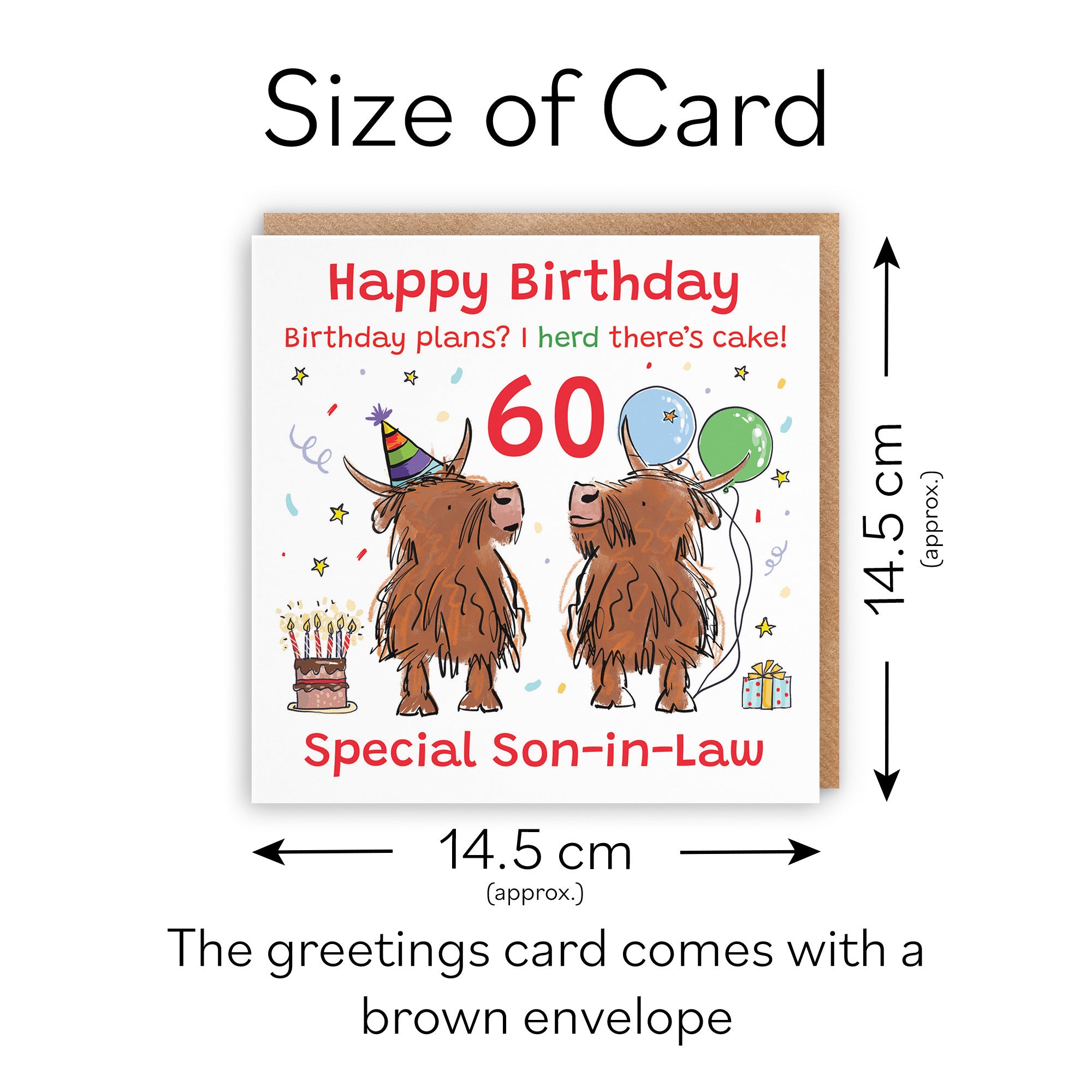 60th Son-in-Law Birthday Card Highland Cows Animal Party - Default Title (RM00958)