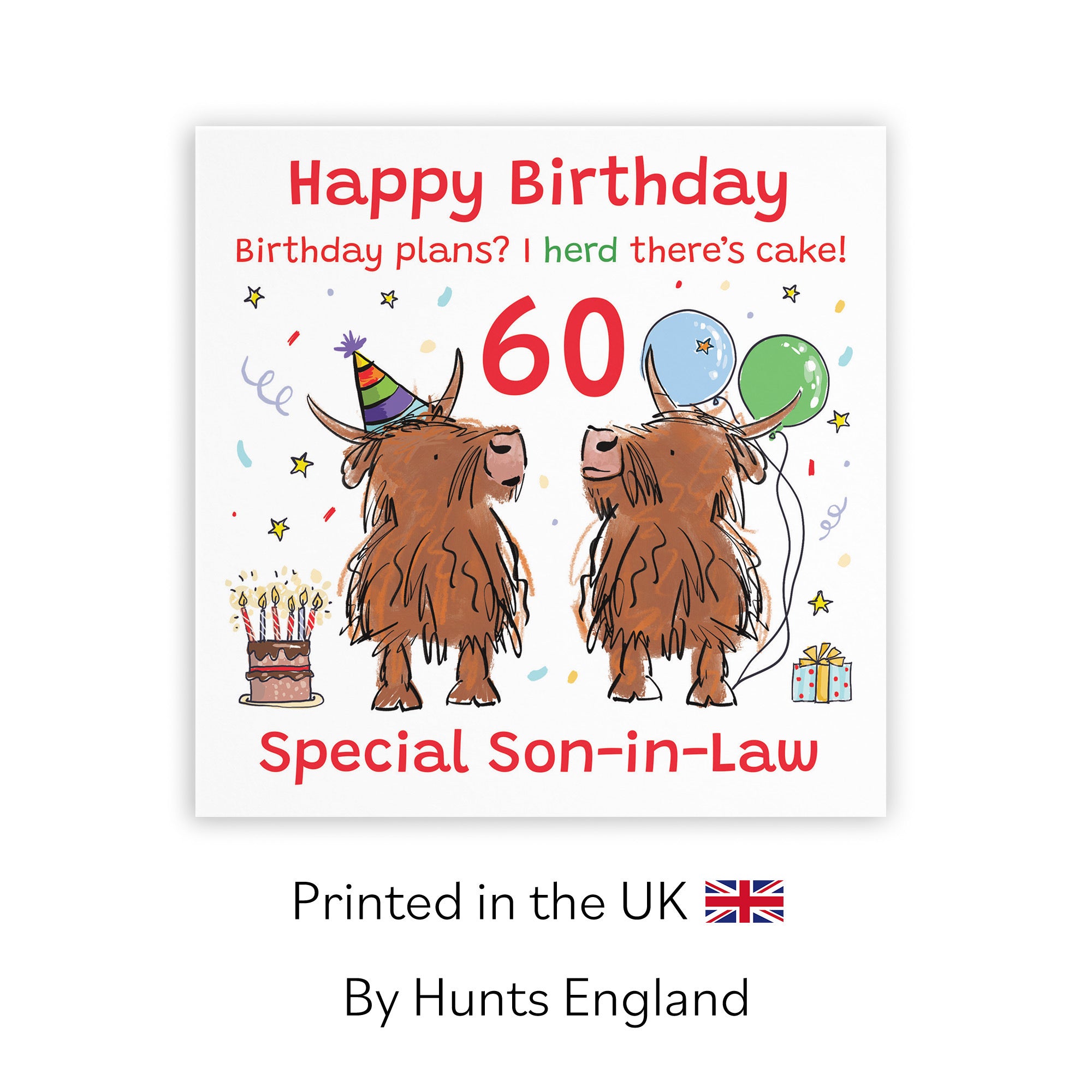 60th Son-in-Law Birthday Card Highland Cows Animal Party - Default Title (RM00958)