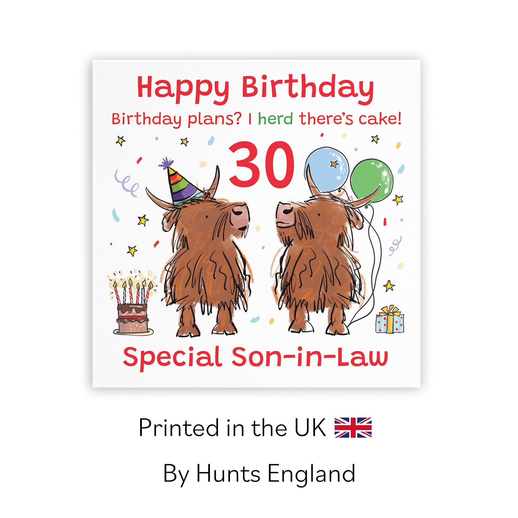 30th Son-in-Law Birthday Card Highland Cows Animal Party - Default Title (RM00959)
