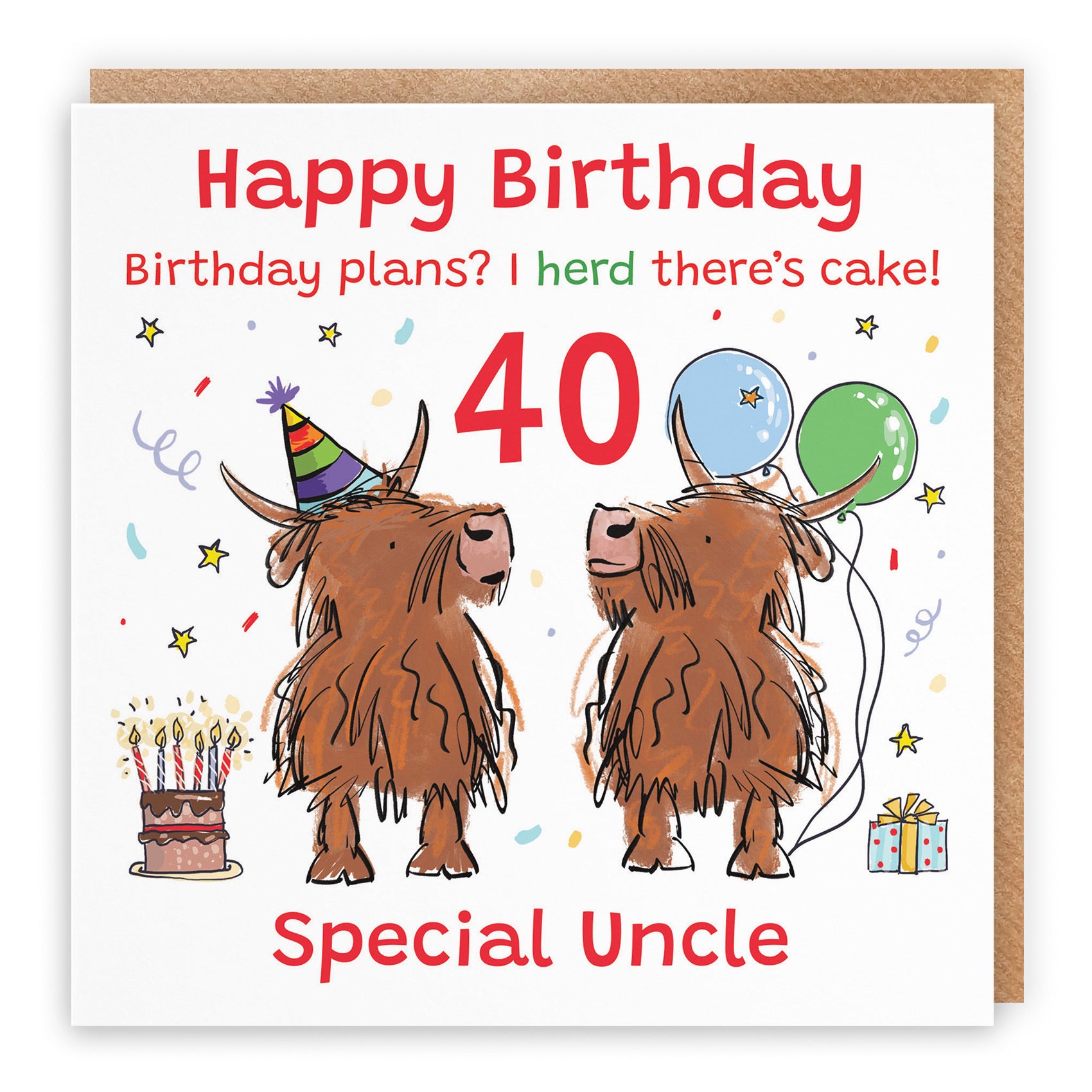40th Uncle Birthday Card Highland Cows Animal Party - Default Title (RM00962)