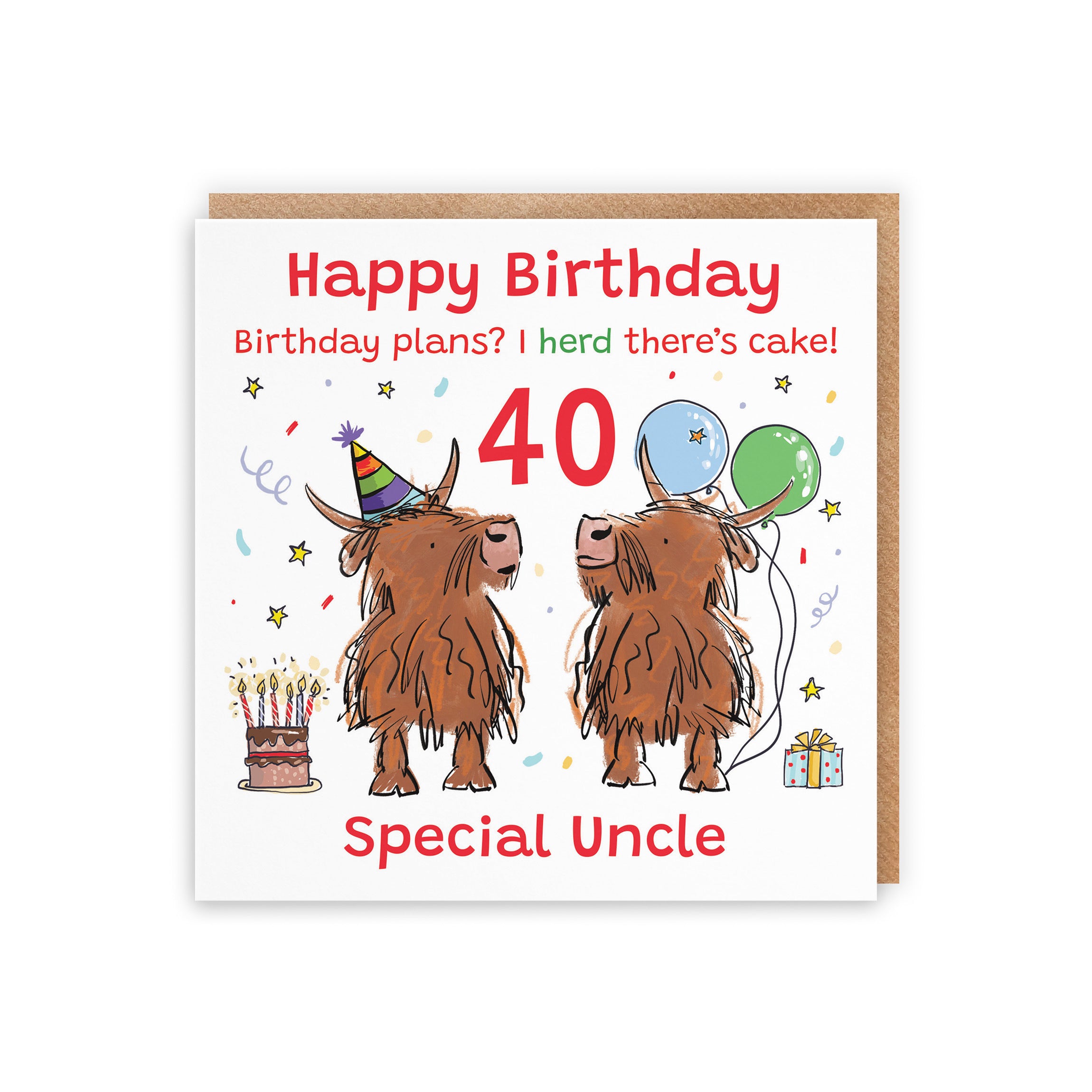 40th Uncle Birthday Card Highland Cows Animal Party - Default Title (RM00962)