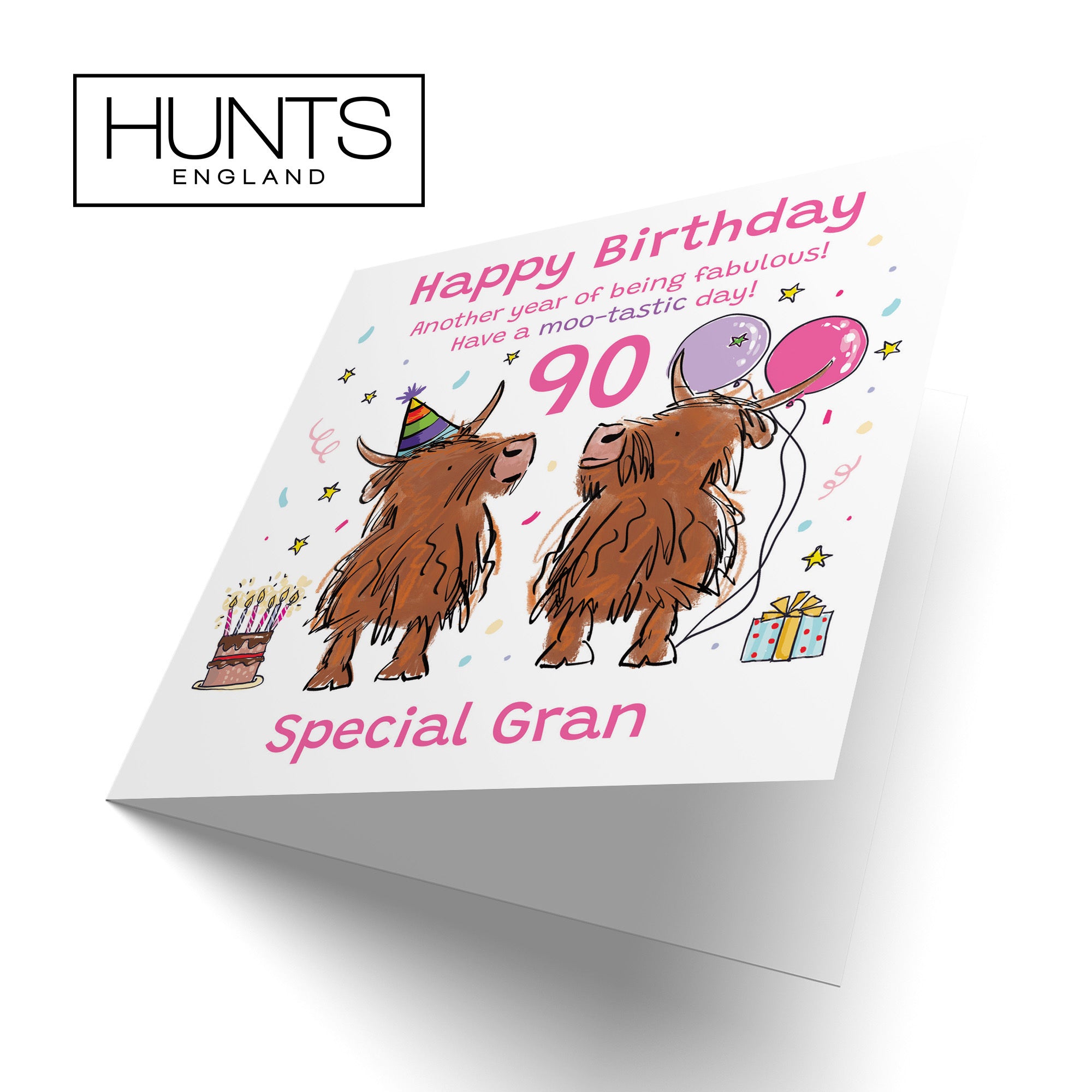 90th Gran Birthday Card Highland Cows Animal Party - Default Title (RM00966)