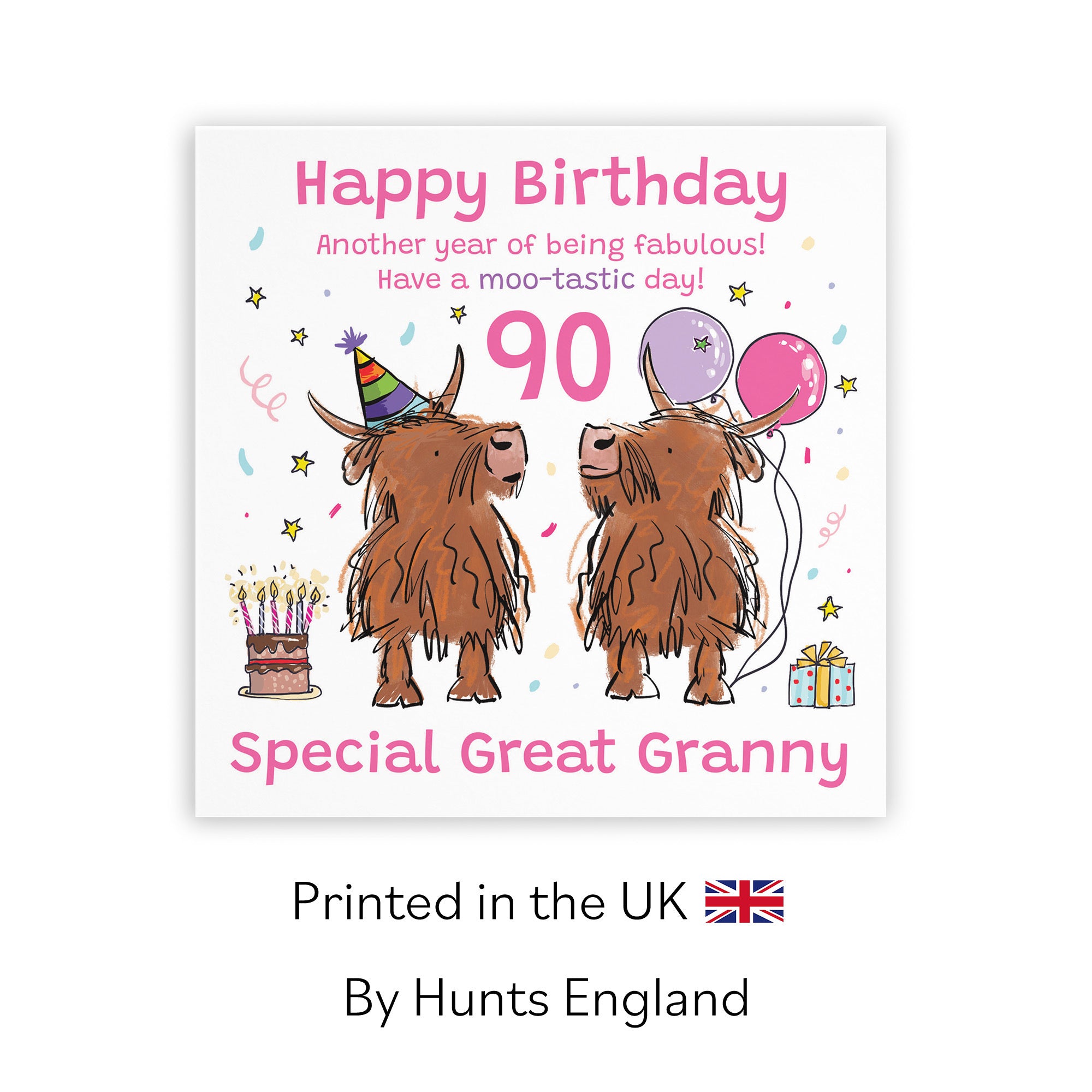 90th Great Granny Birthday Card Highland Cows Animal Party - Default Title (RM00967)