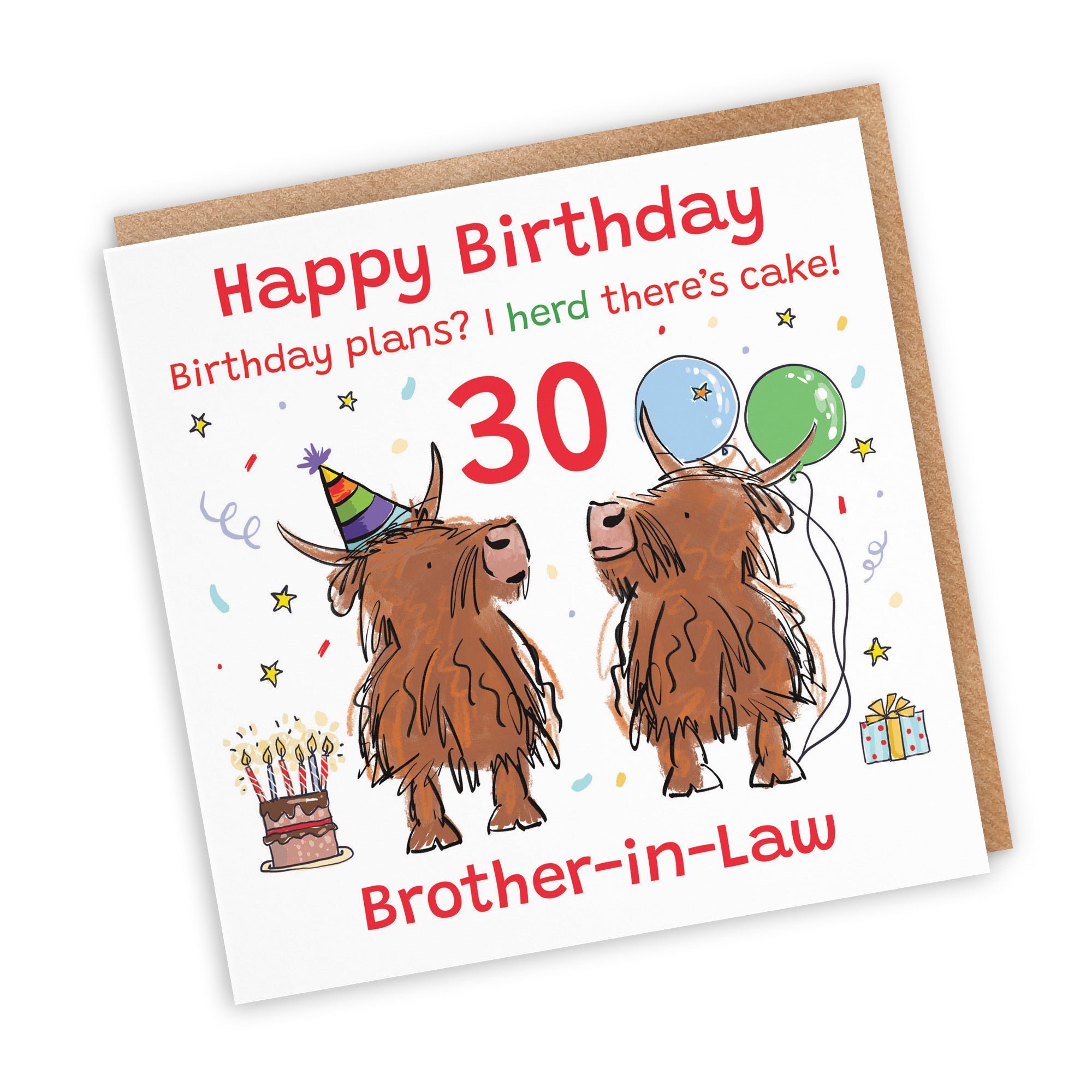 30th Brother-in-Law Birthday Card Highland Cows Animal Party - Default Title (RM00972)