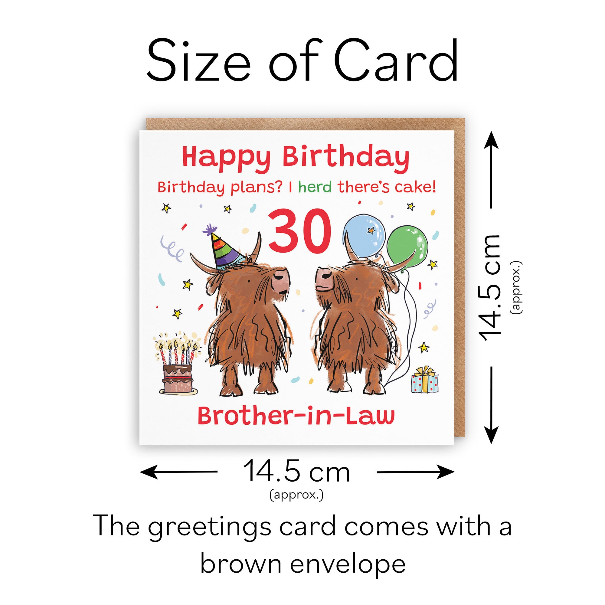 30th Brother-in-Law Birthday Card Highland Cows Animal Party - Default Title (RM00972)