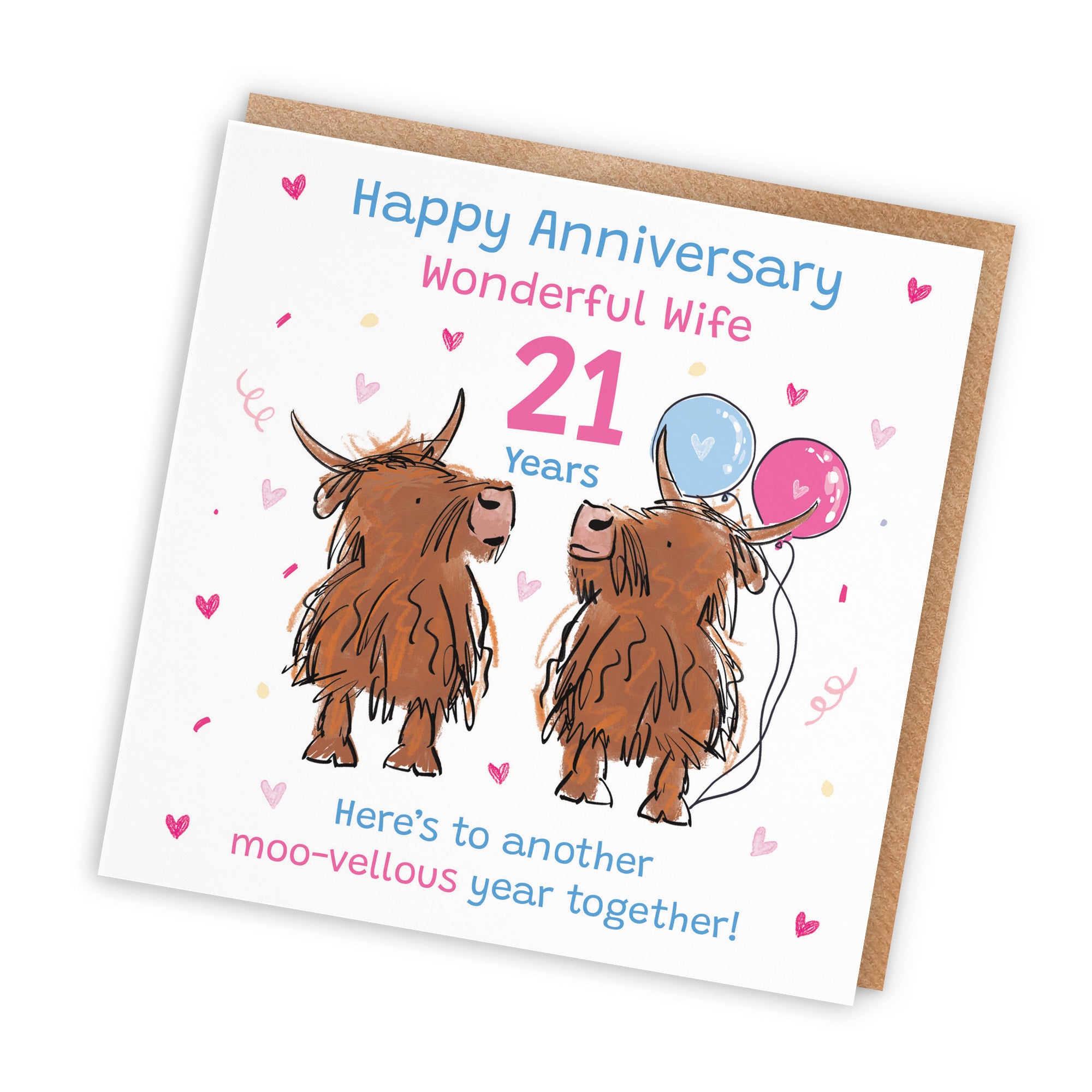 21st Wife Anniversary Card Highland Cows Animal Party - Default Title (RM00973)