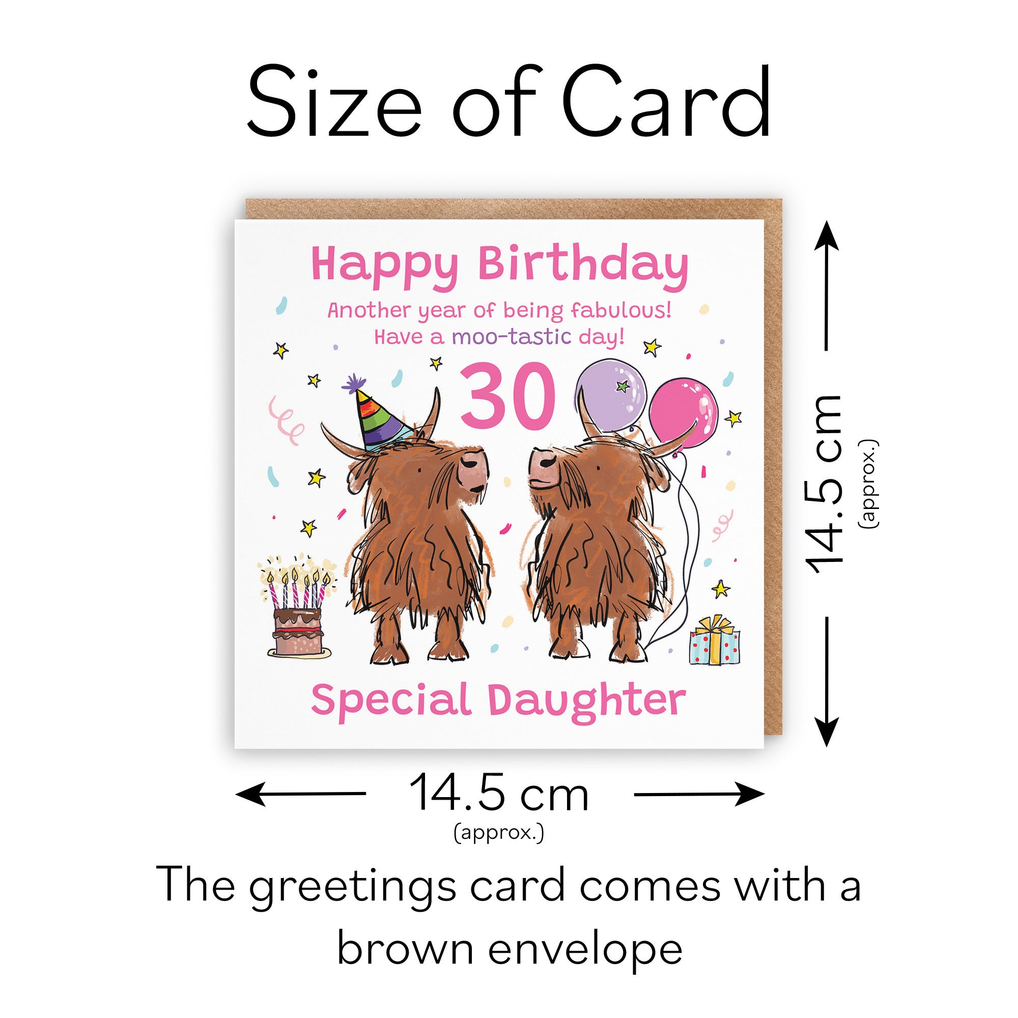 30th Daughter Birthday Card Highland Cows Animal Party - Default Title (RM00976)