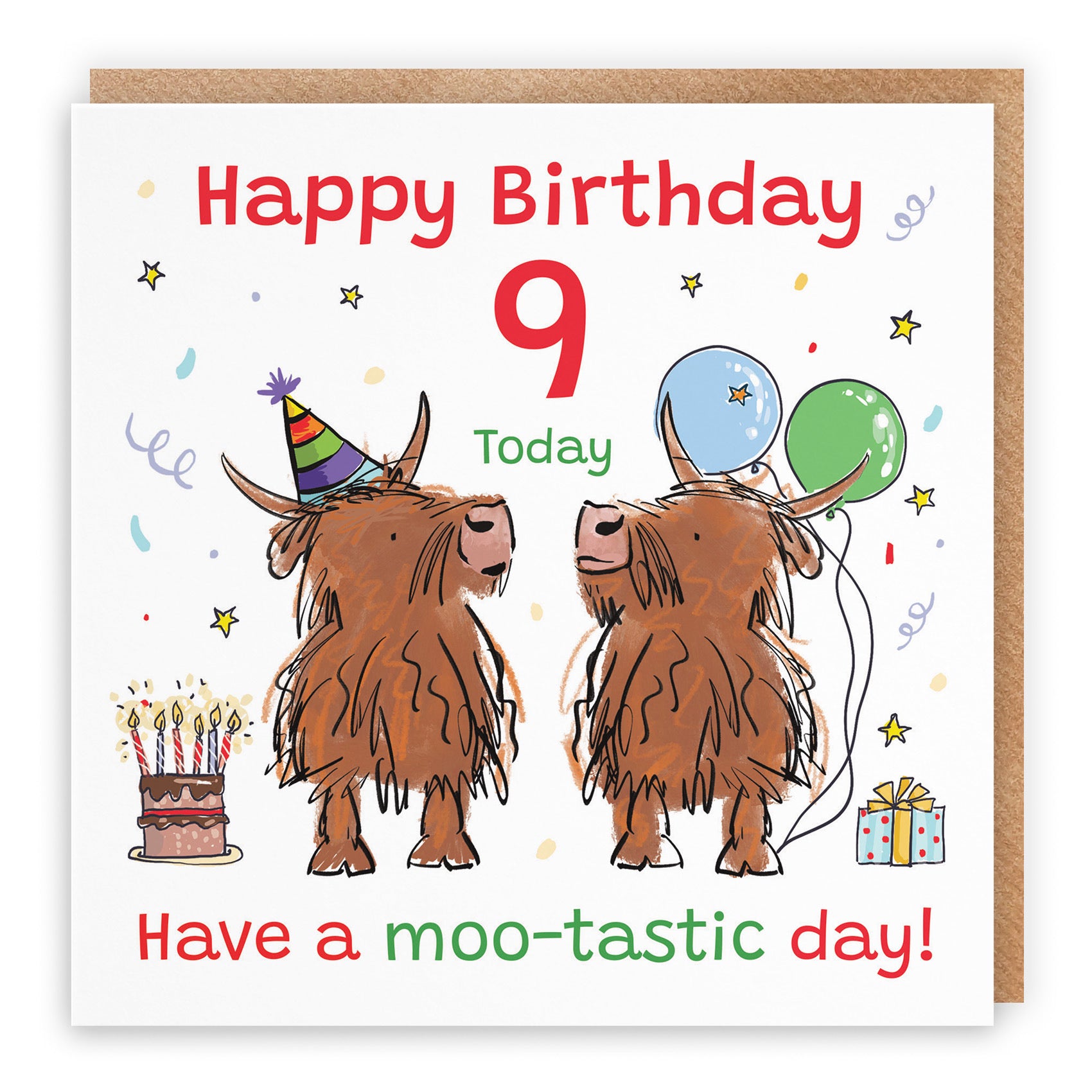 9th Birthday Card Highland Cows Animal Party - Default Title (RM00978)