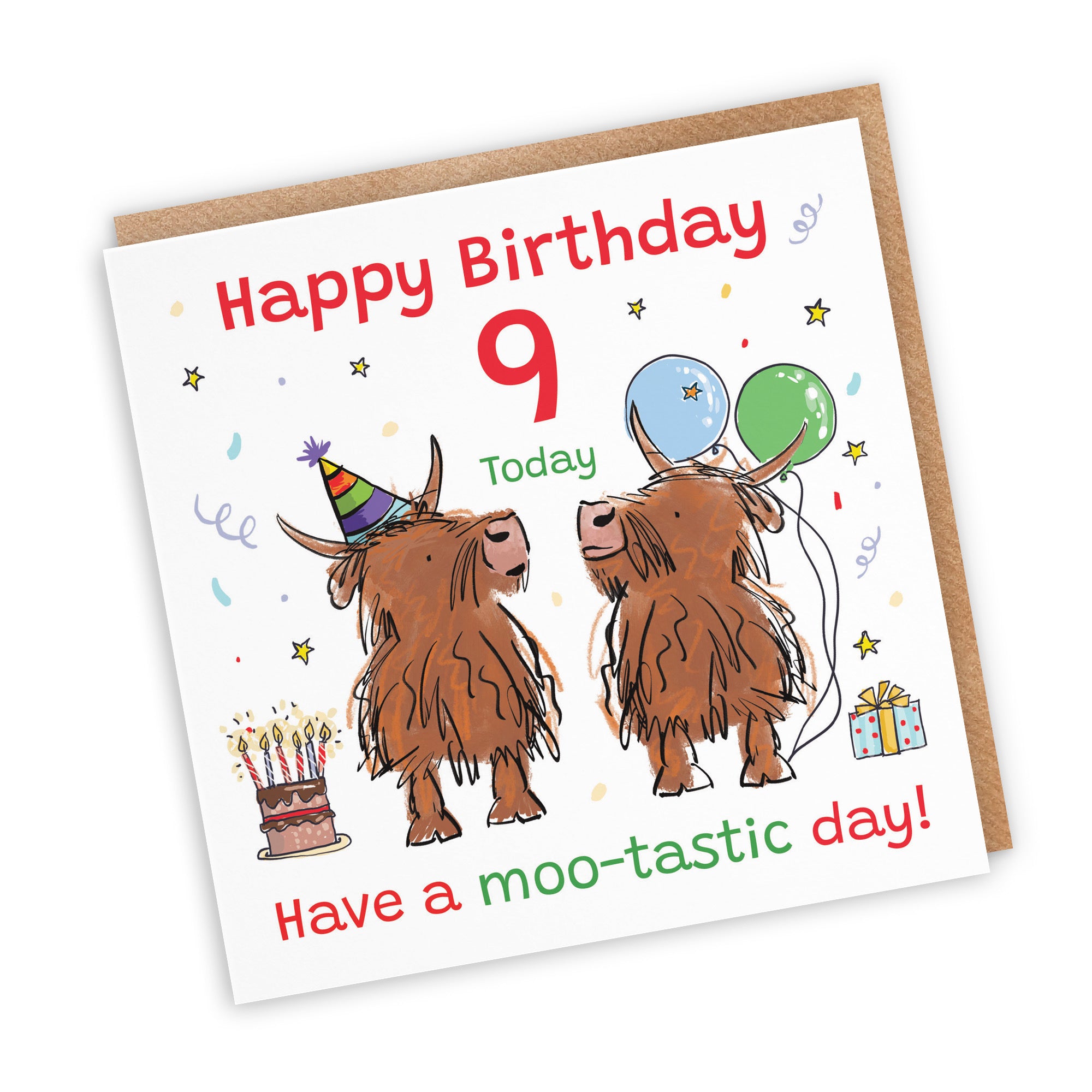 9th Birthday Card Highland Cows Animal Party - Default Title (RM00978)