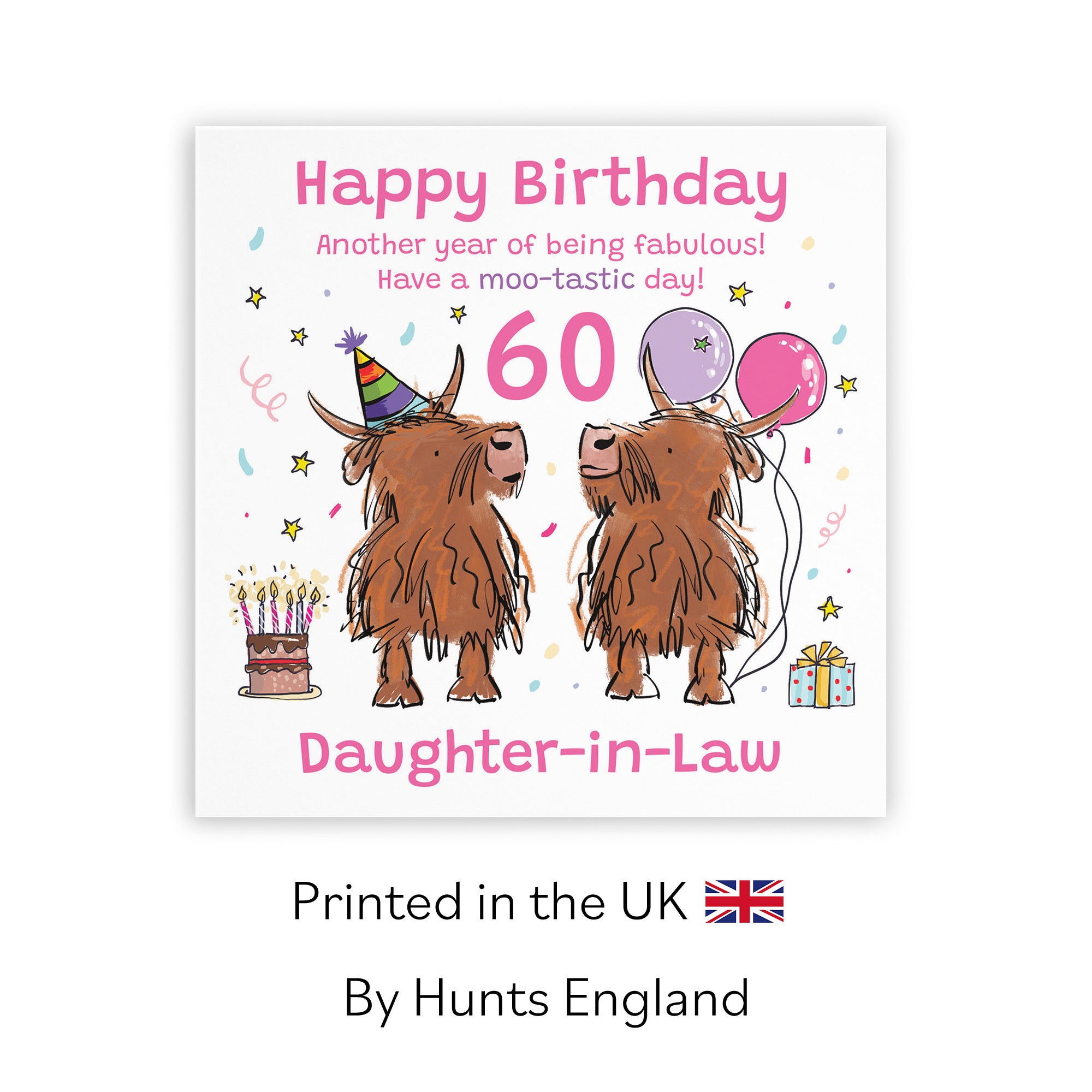 60th Daughter-in-Law Birthday Card Highland Cows Animal Party - Default Title (RM00981)