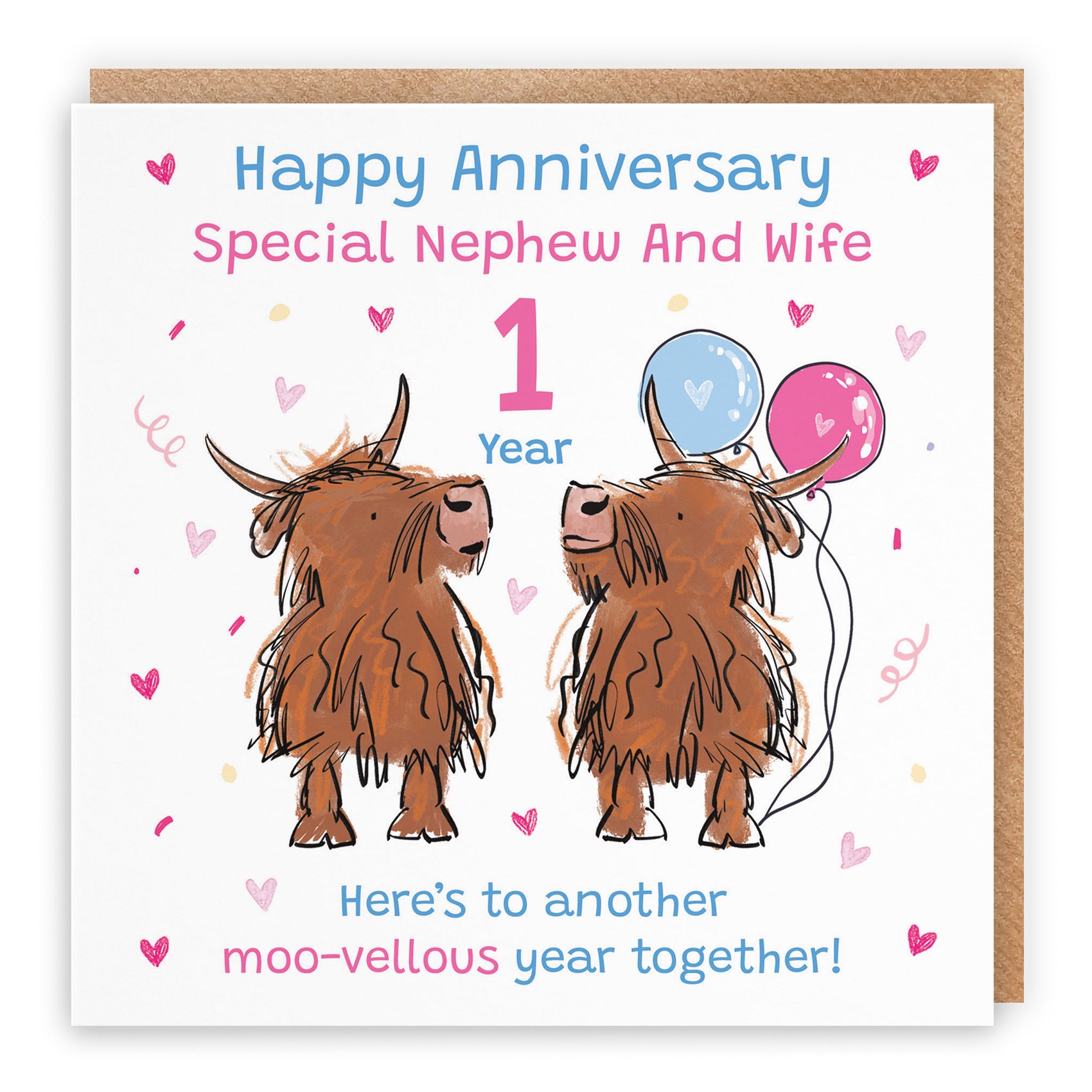1st Nephew And Wife Anniversary Card Highland Cows Animal Party - Default Title (RM00989)