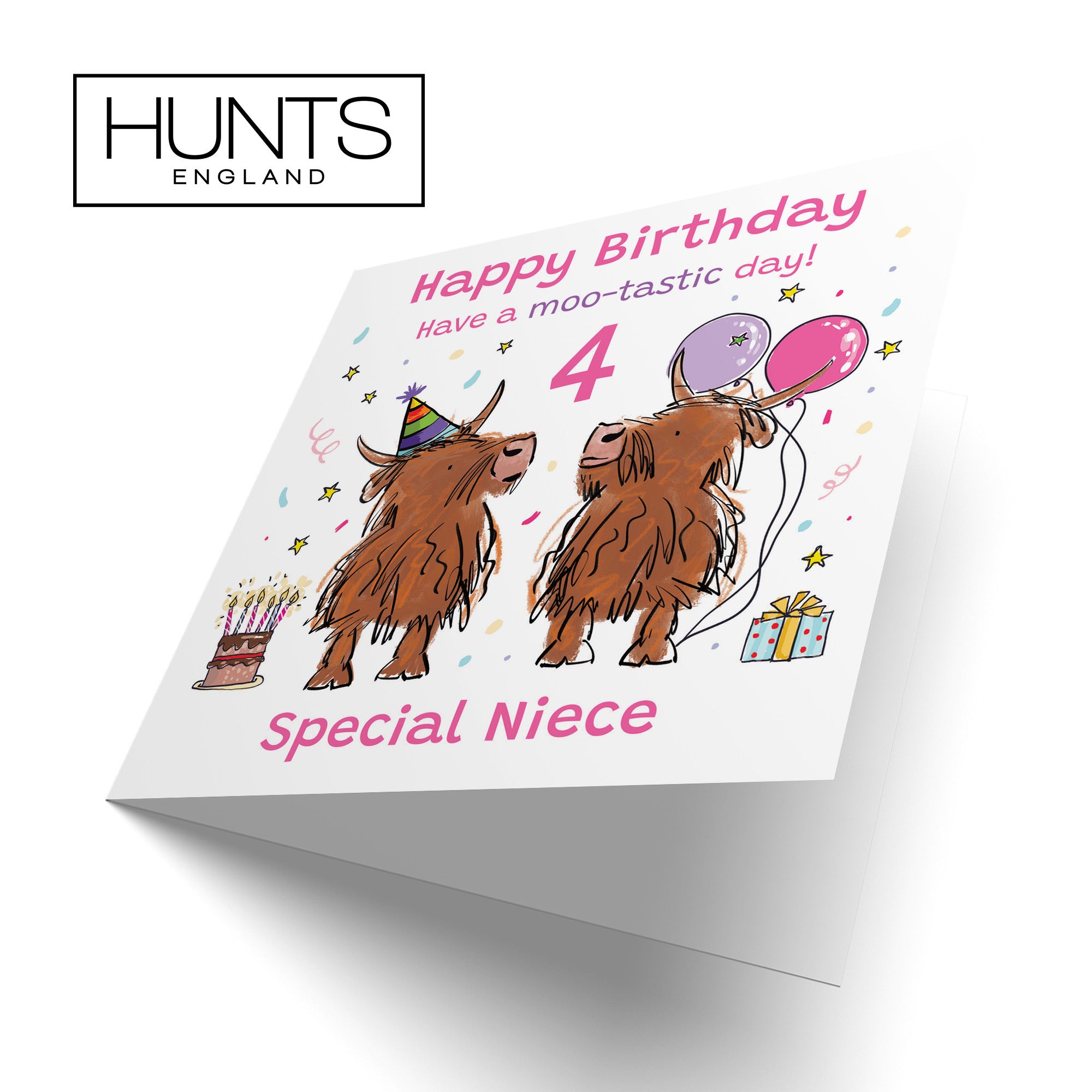 4th Niece Birthday Card Highland Cows Animal Party - Default Title (RM00996)