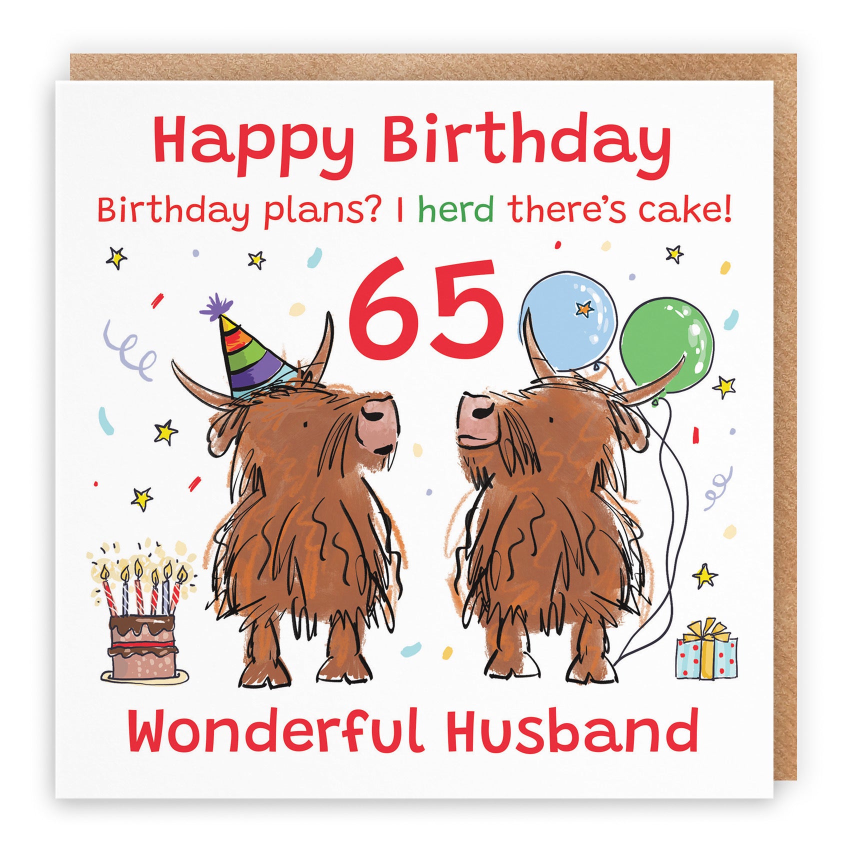 65th Husband Birthday Card Highland Cows Animal Party - Default Title (RM01007)