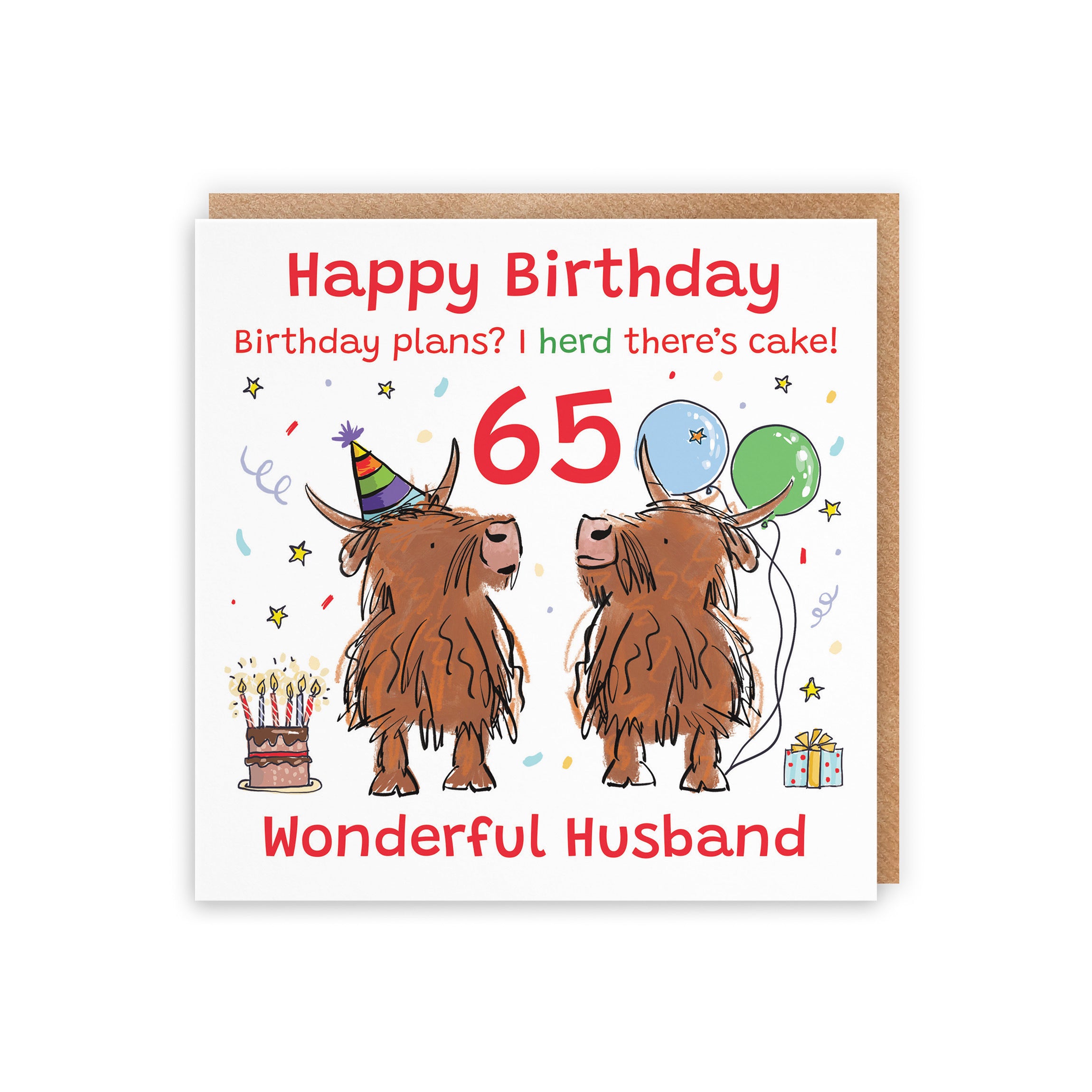 65th Husband Birthday Card Highland Cows Animal Party - Default Title (RM01007)