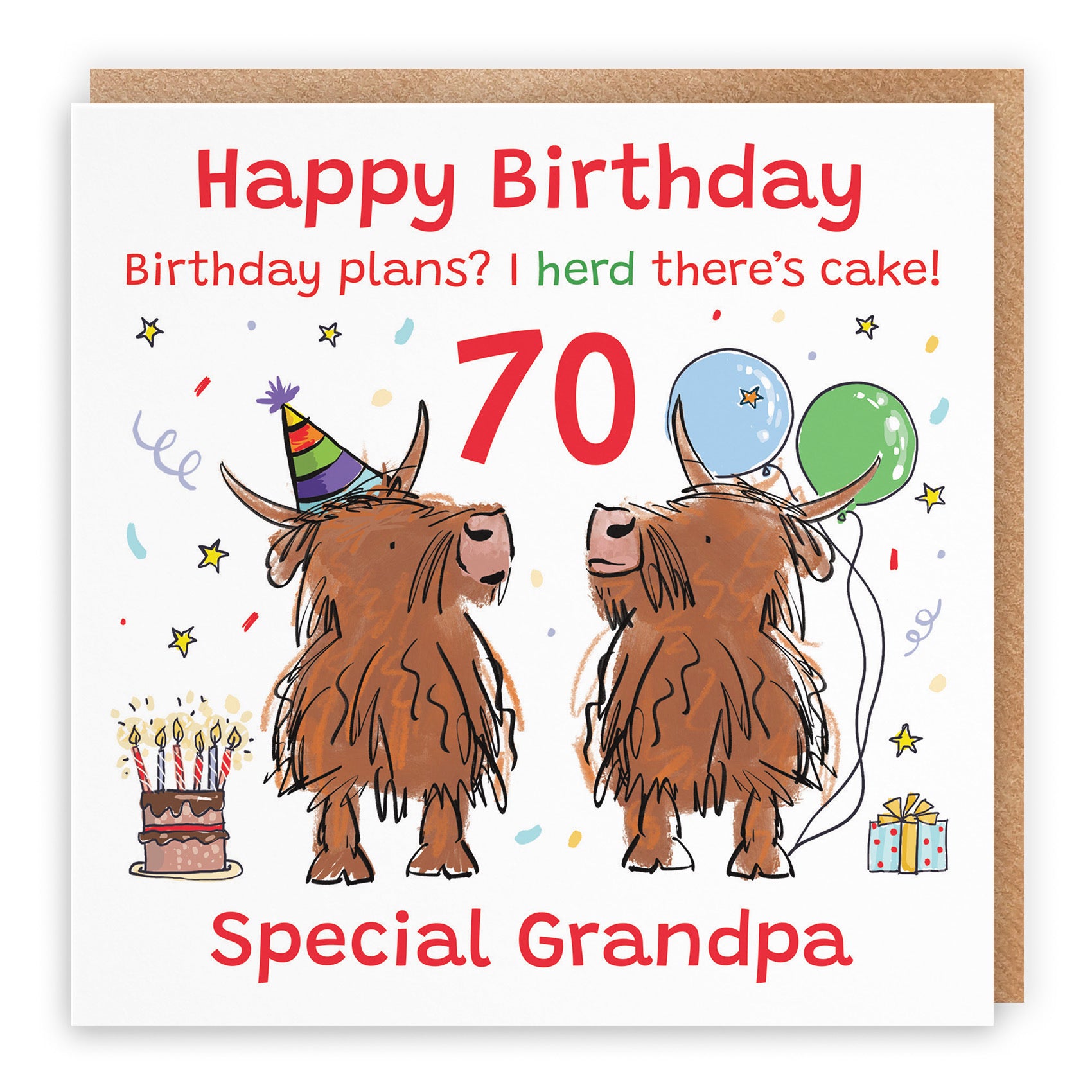 70th Grandpa Birthday Card Highland Cows Animal Party - Default Title (RM01009)