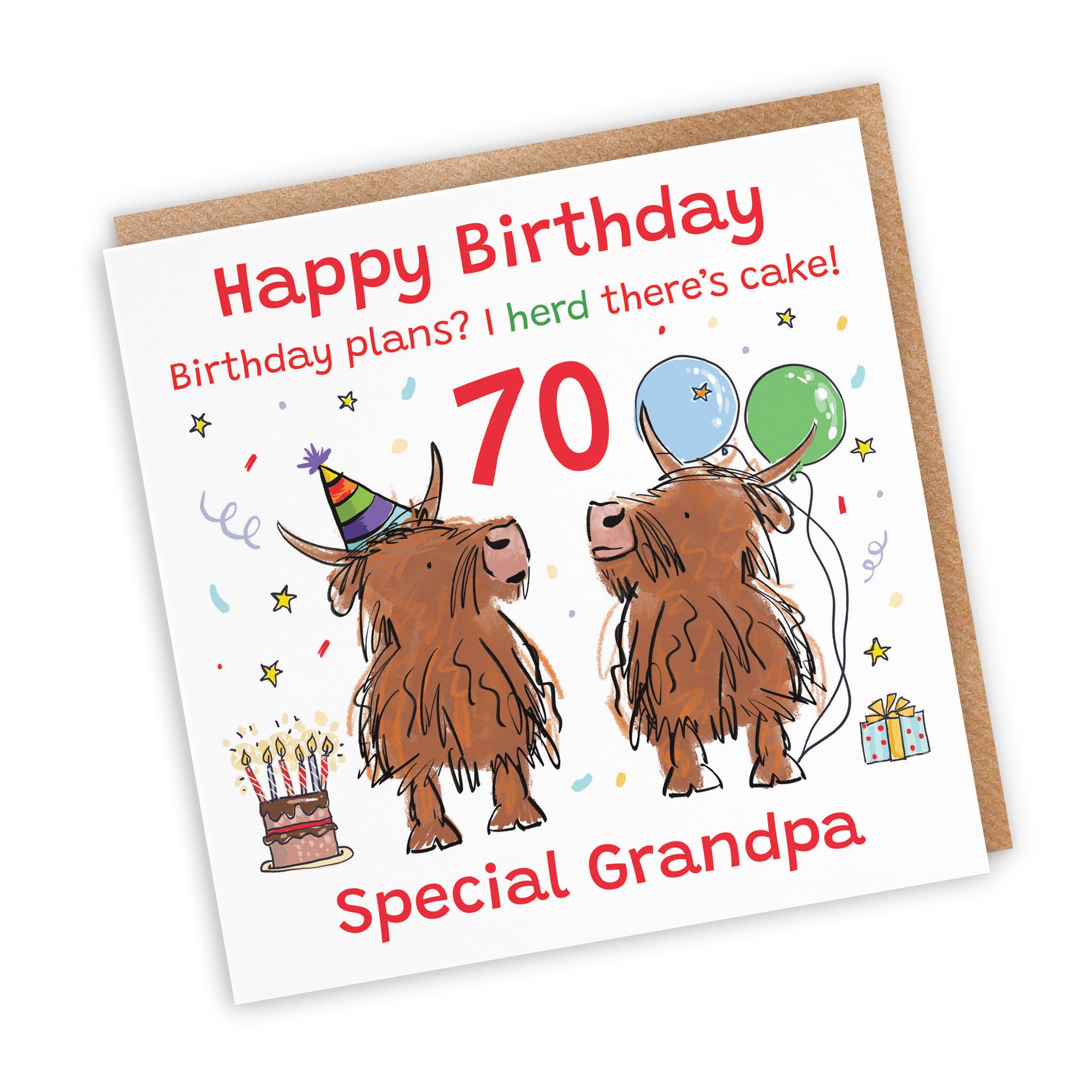 70th Grandpa Birthday Card Highland Cows Animal Party - Default Title (RM01009)