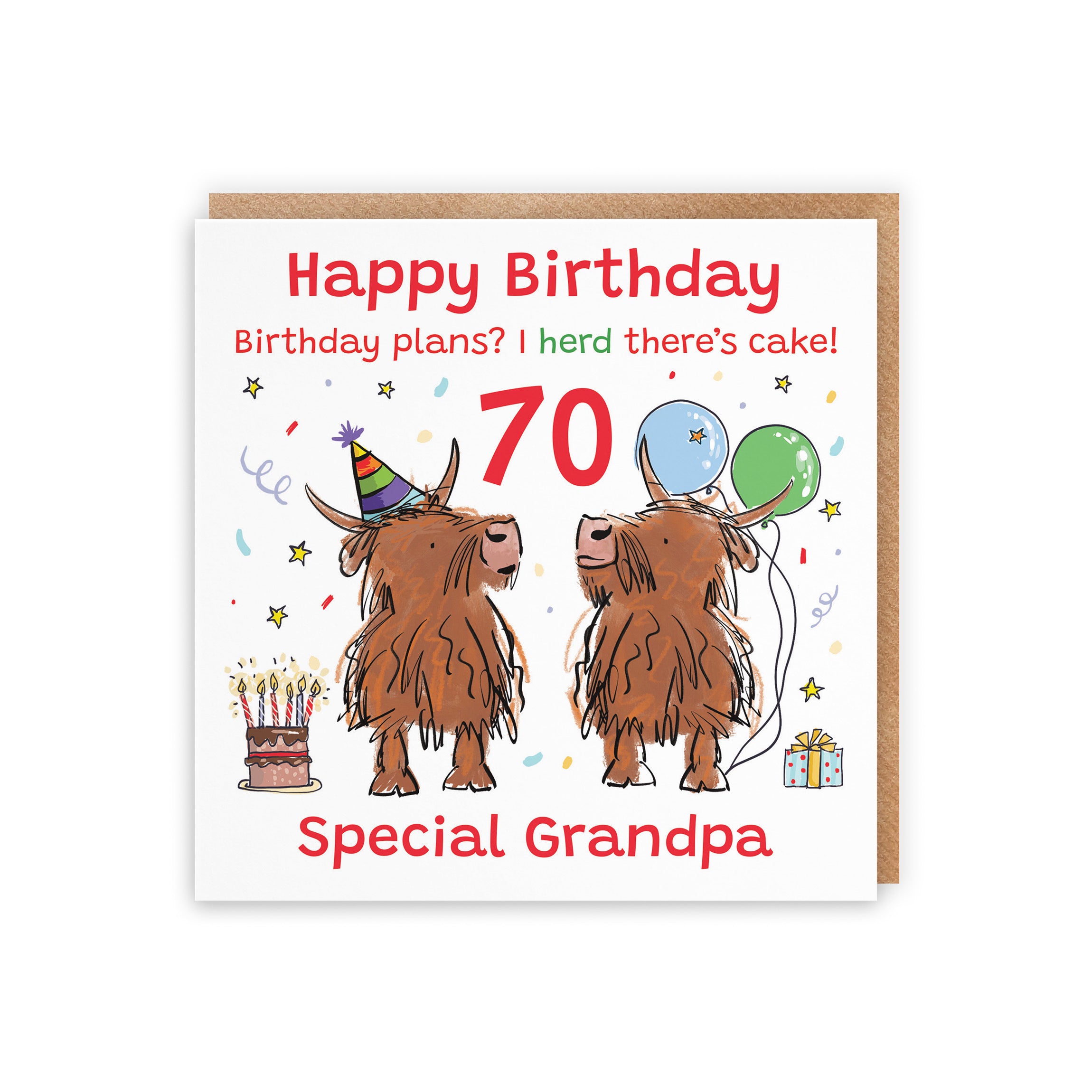 70th Grandpa Birthday Card Highland Cows Animal Party - Default Title (RM01009)