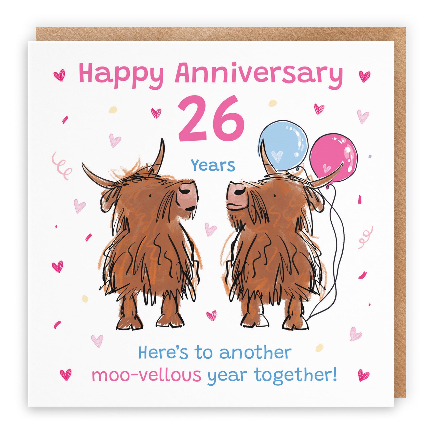 26th Anniversary Card Highland Cows Animal Party - Default Title (RM01013)
