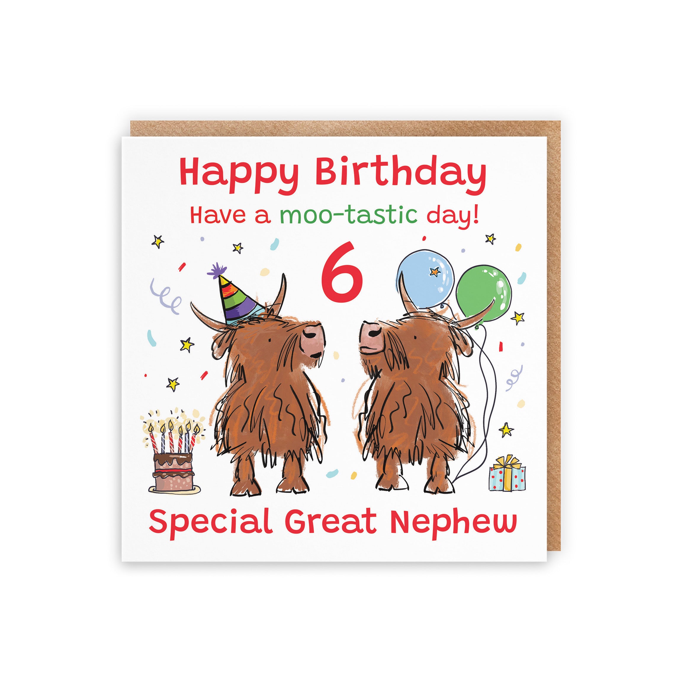 6th Great Nephew Birthday Card Highland Cows Animal Party - Default Title (RM01016)