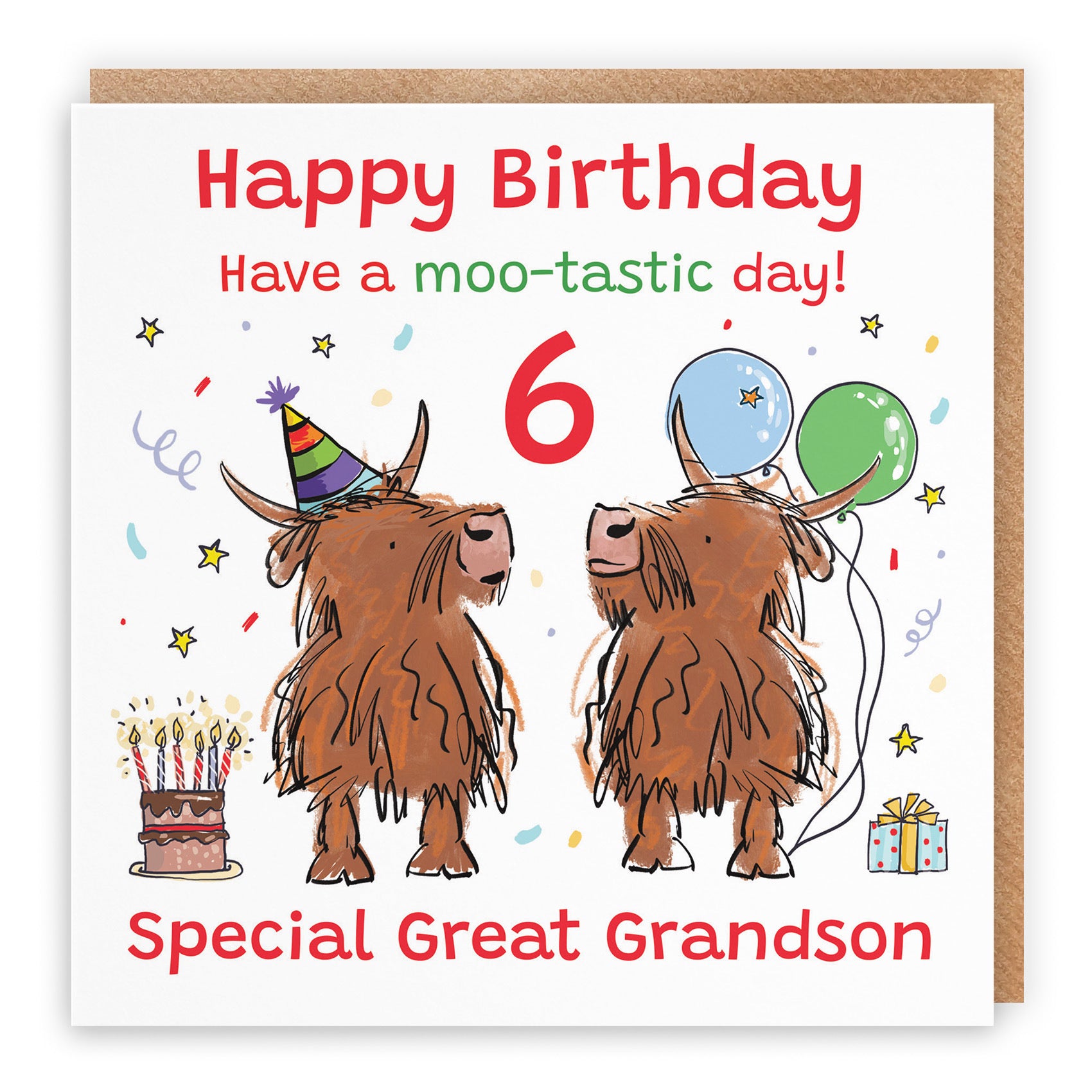 6th Great Grandson Birthday Card Highland Cows Animal Party - Default Title (RM01027)