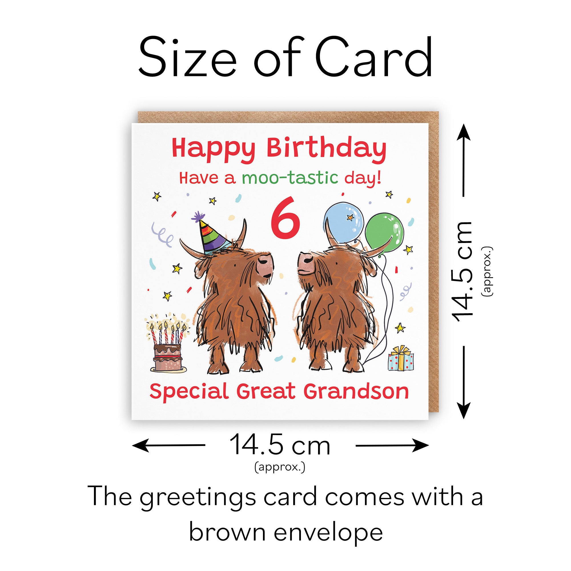 6th Great Grandson Birthday Card Highland Cows Animal Party - Default Title (RM01027)