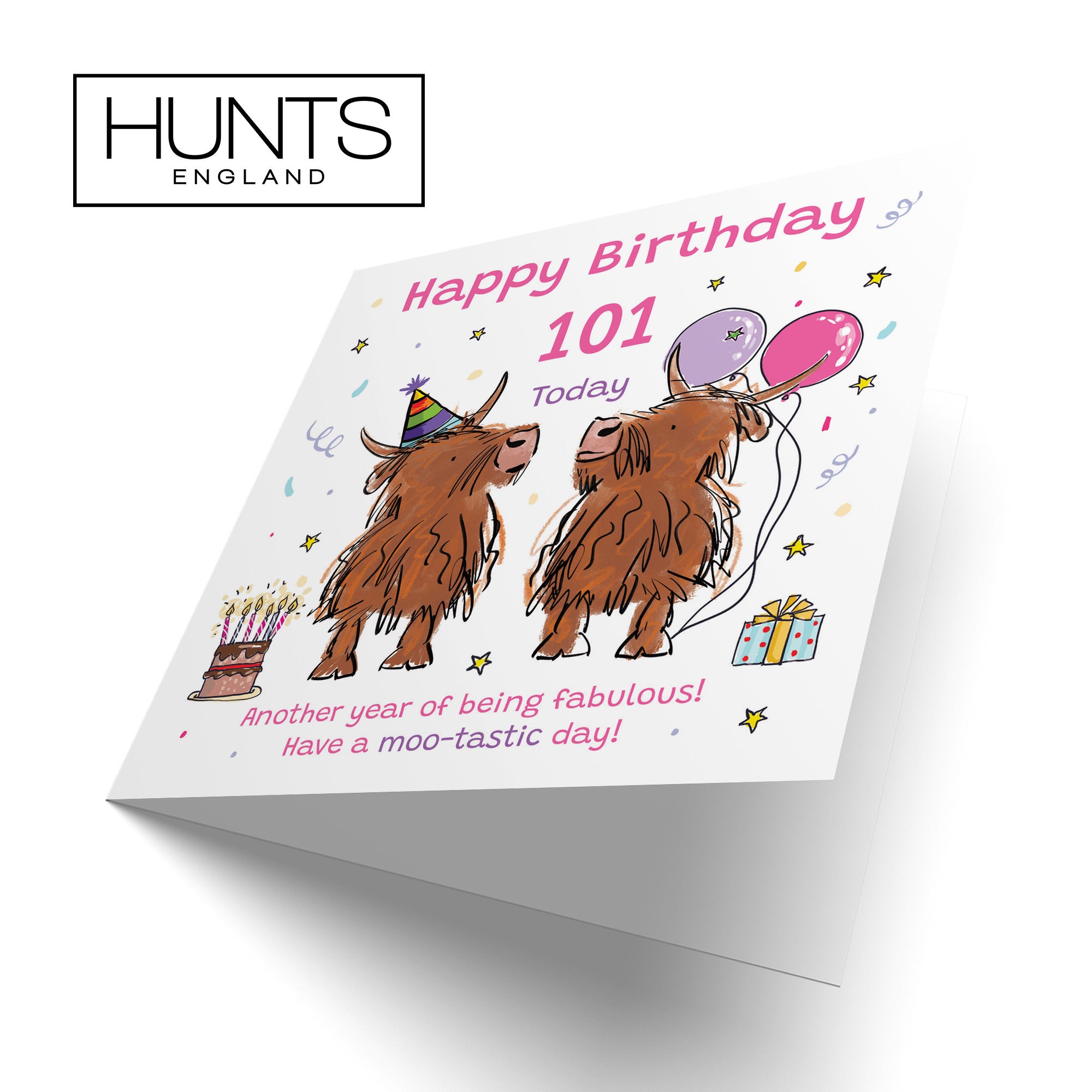 Women's 101st Birthday Card Highland Cows Animal Party - Default Title (RM01032)