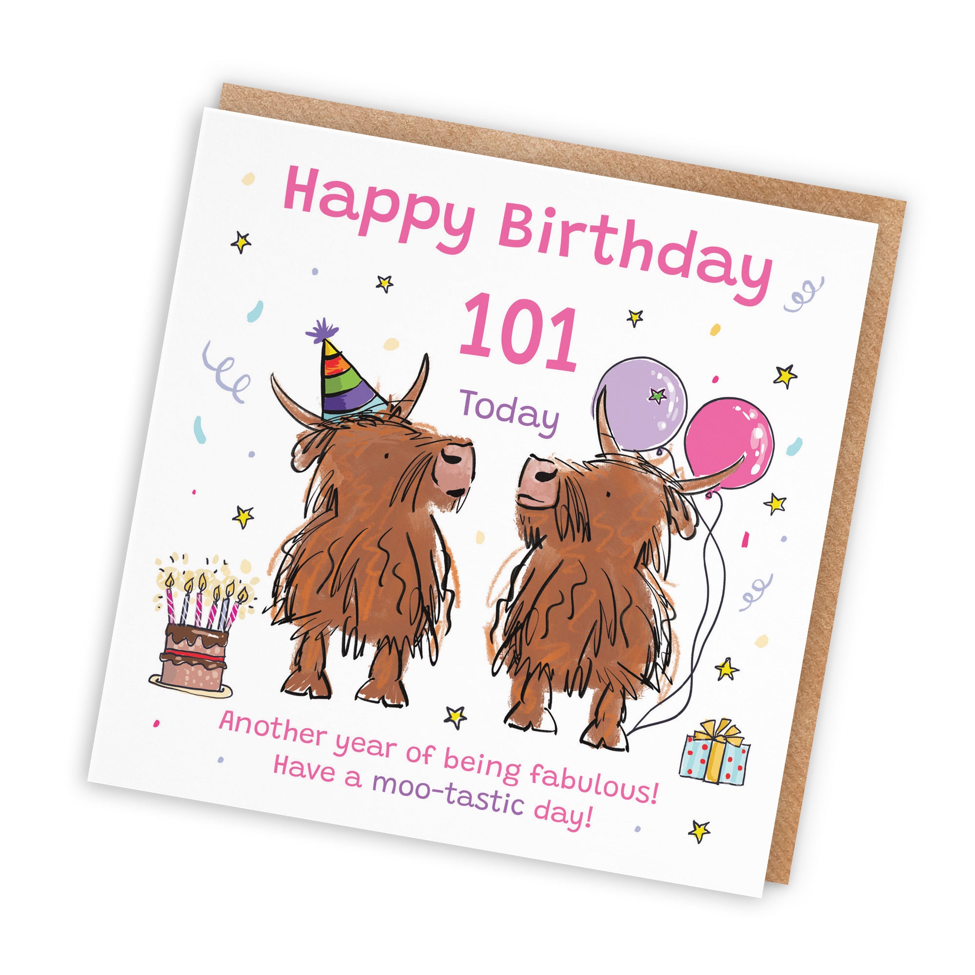 Women's 101st Birthday Card Highland Cows Animal Party - Default Title (RM01032)