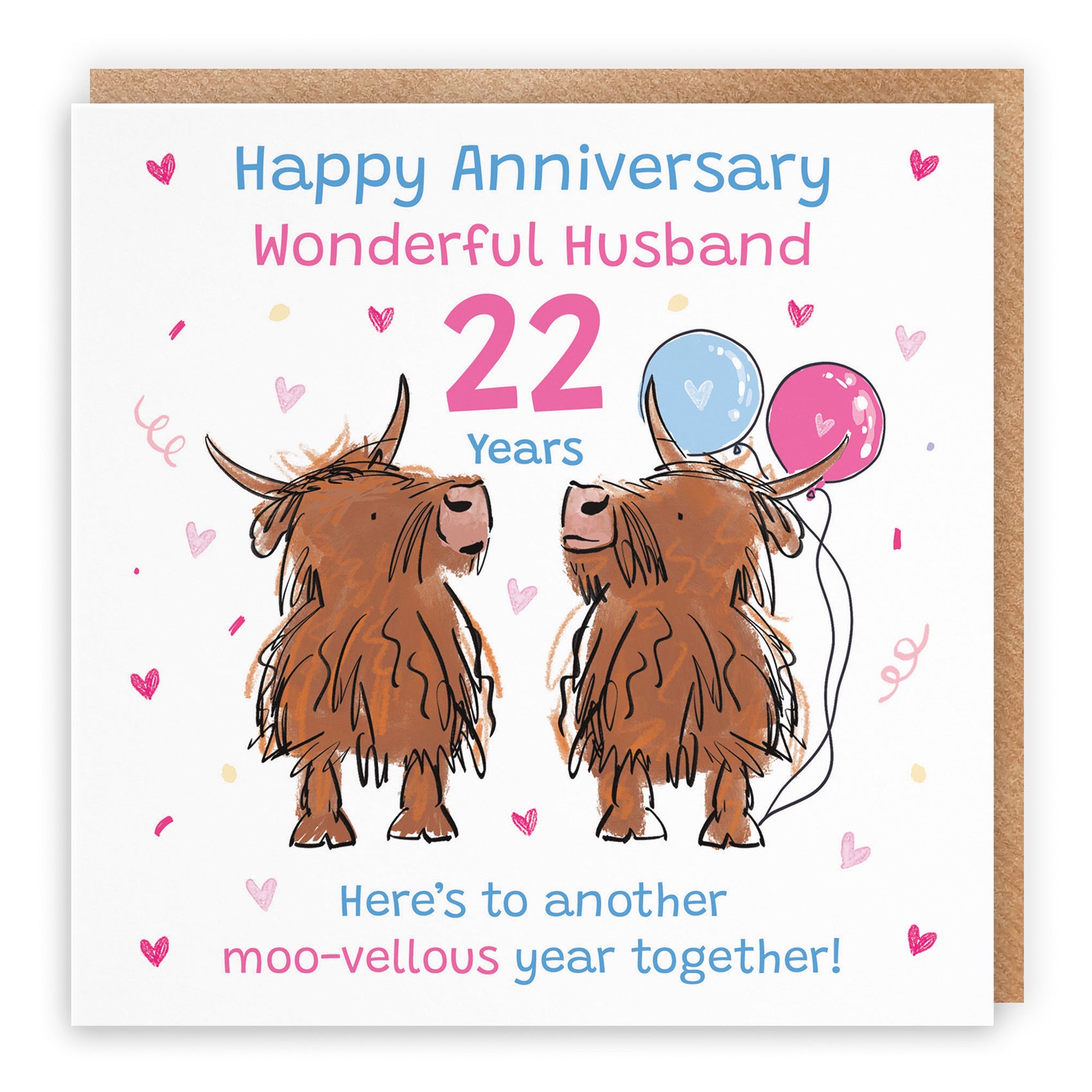 22nd Husband Anniversary Card Highland Cows Animal Party - Default Title (RM01036)